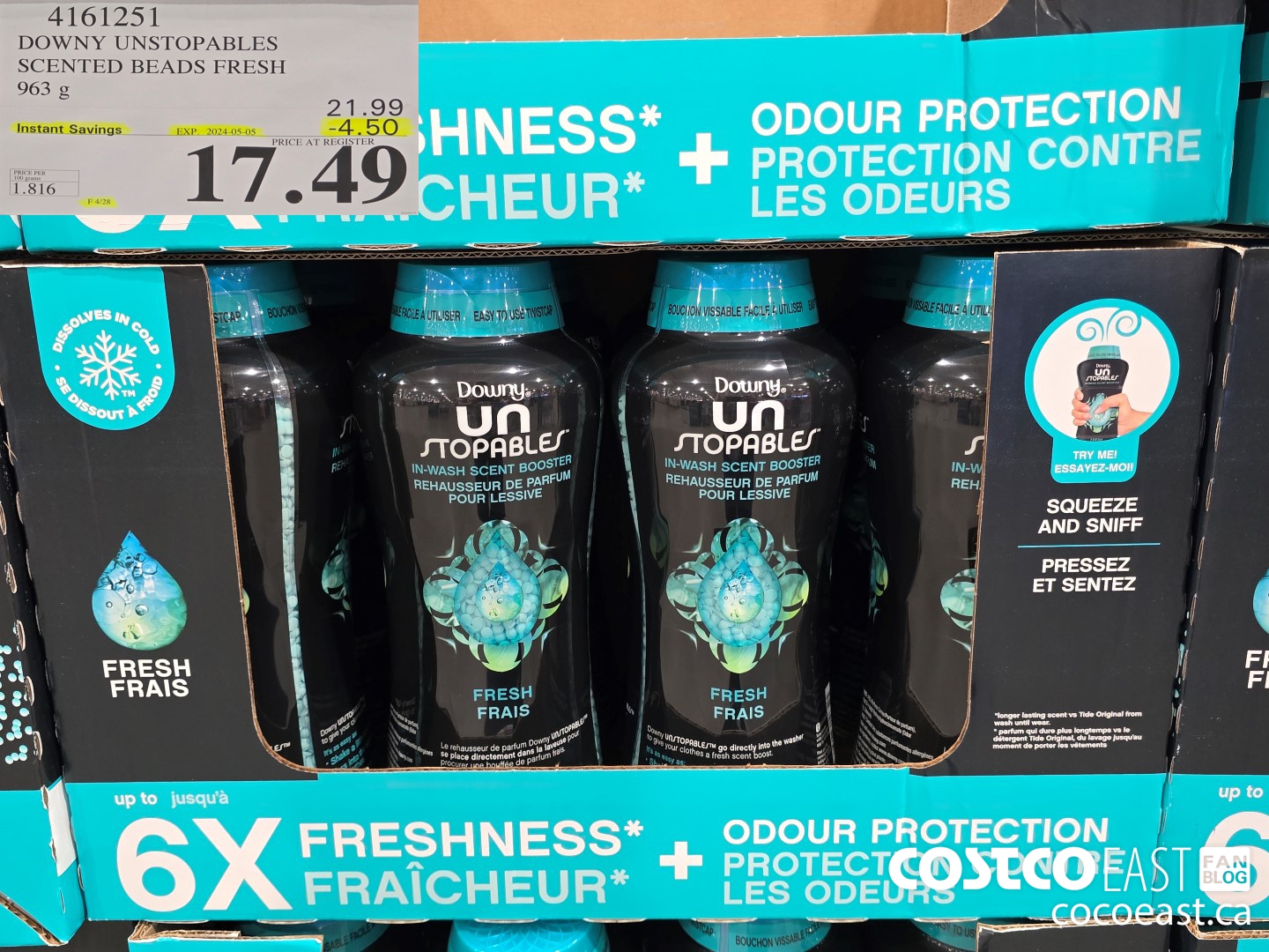 4161251 DOWNY UNSTOPABLES SCENTED BEADS FRESH 963 g ($4.50 INSTANT SAVINGS EXPIRES ON 2024-05-05) $17.49