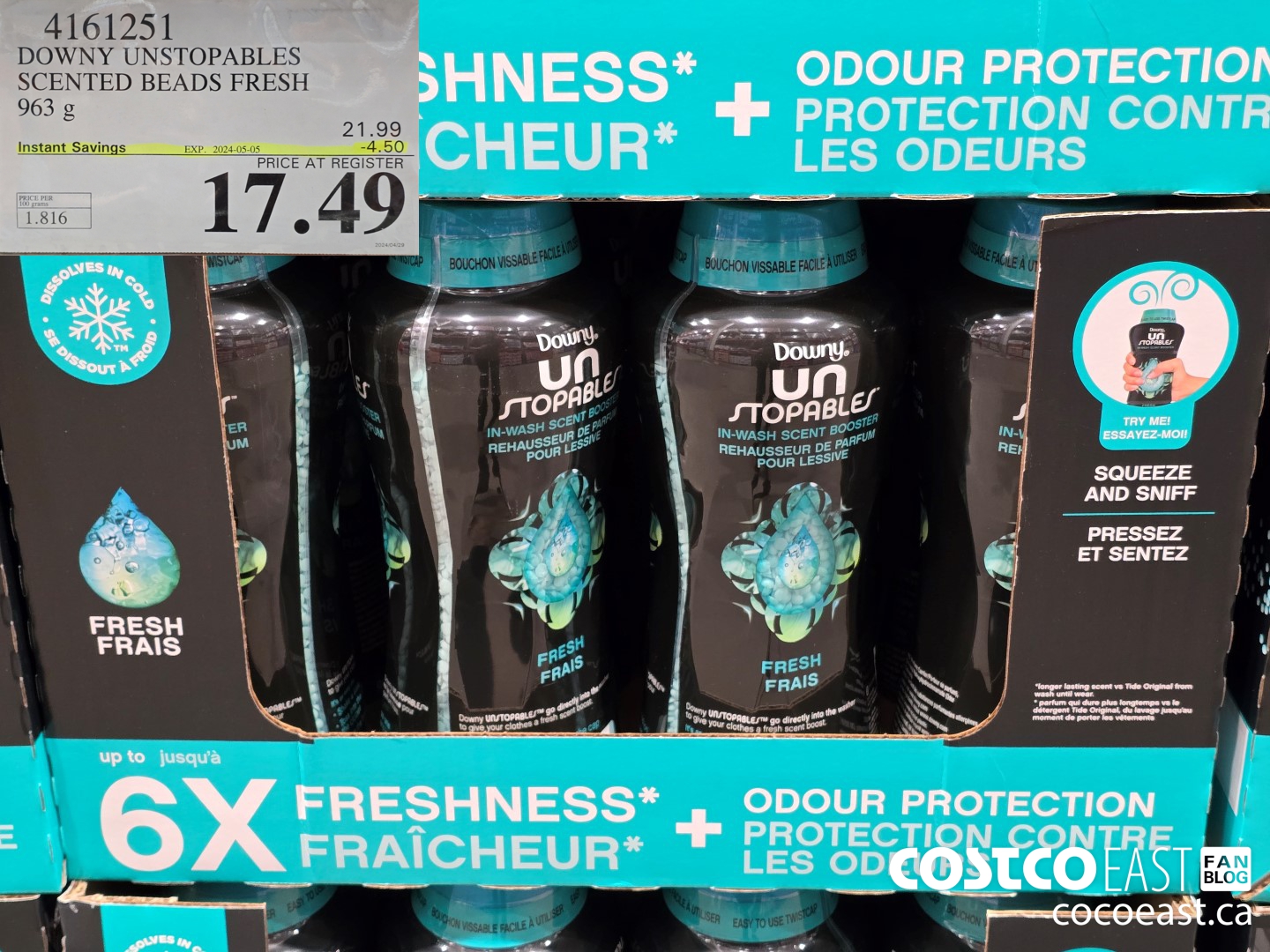 4161251 DOWNY UNSTOPABLES SCENTED BEADS FRESH 963 g ($4.50 INSTANT SAVINGS EXPIRES ON 2024-05-05) $17.49