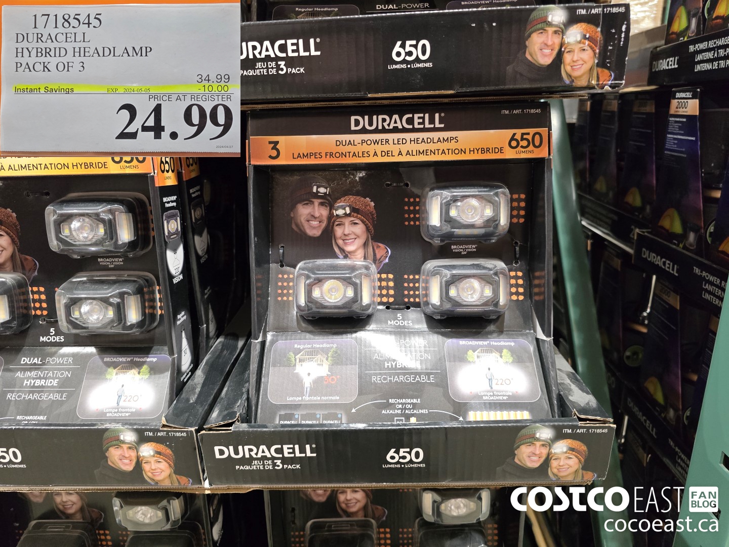 1718545 DURACELL HYBRID HEADLAMP PACK OF 3 ($10.00 INSTANT SAVINGS EXPIRES ON 2024-05-05) $24.99