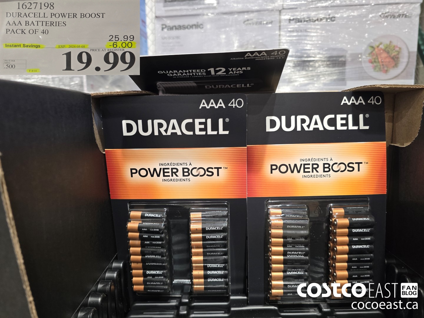 1627198 DURACELL POWER BOOST AAA BATTERIES PACK OF 40 ($6.00 INSTANT SAVINGS EXPIRES ON 2024-05-05) $19.99