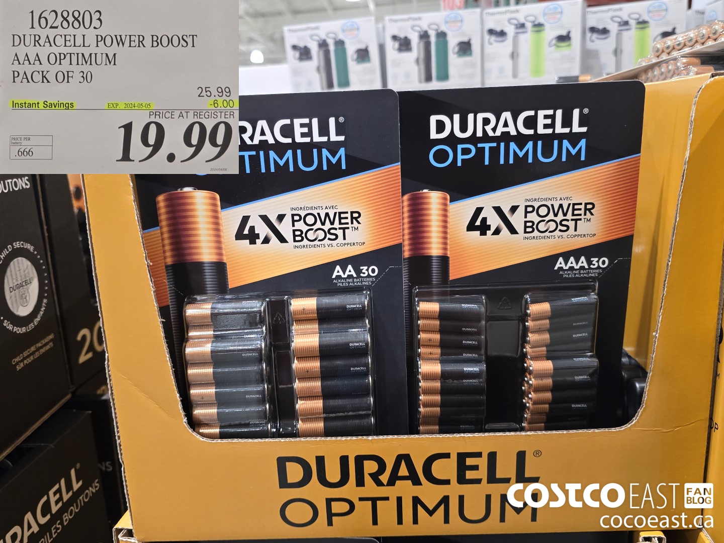 1628803 DURACELL POWER BOOST AAA OPTIMUM PACK OF 30 ($6.00 INSTANT SAVINGS EXPIRES ON 2024-05-05) $19.99