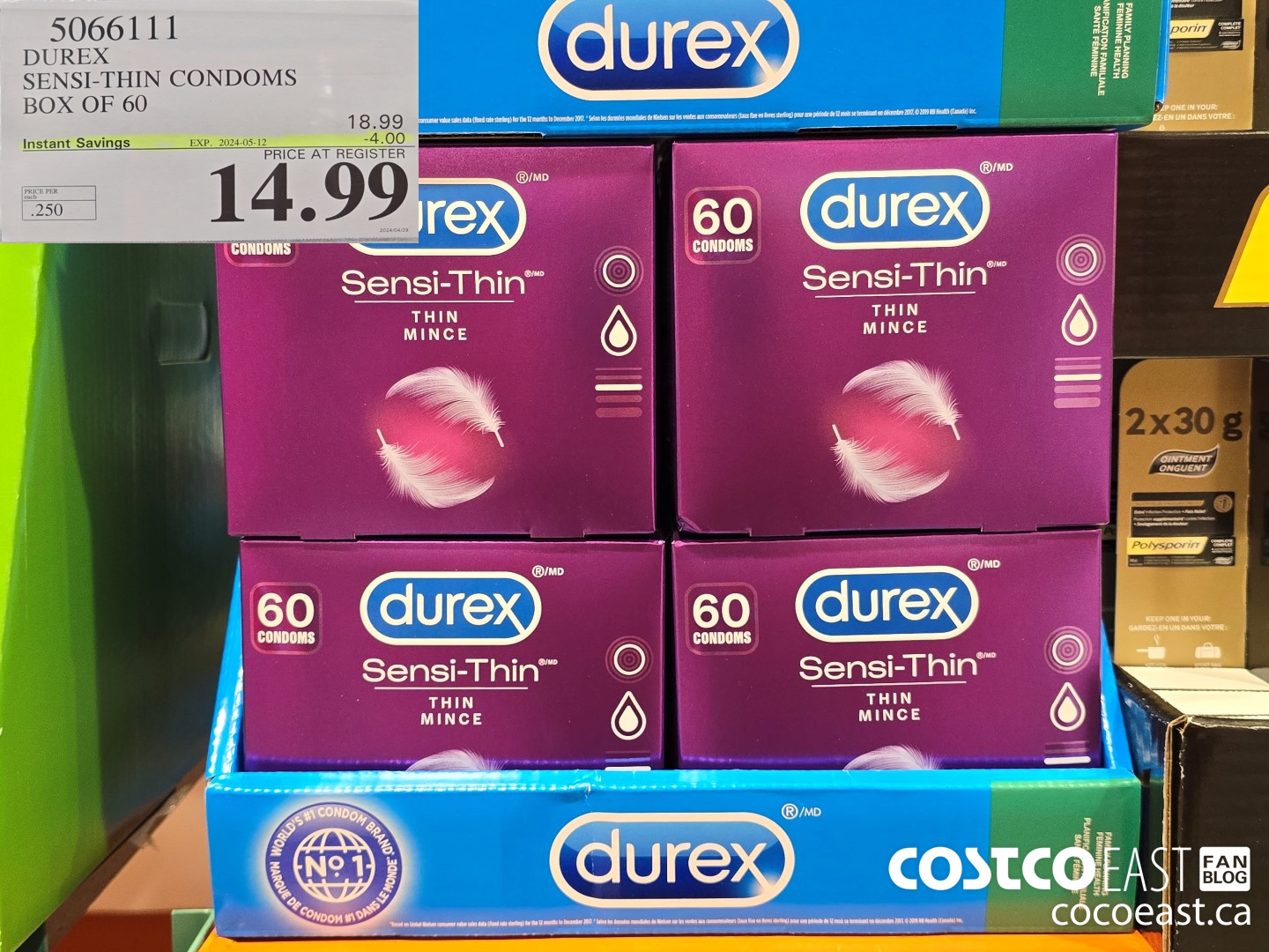 5066111 DUREX SENSI-THIN CONDOMS BOX OF 60 ($4.00 INSTANT SAVINGS EXPIRES ON 2024-05-12) $14.99