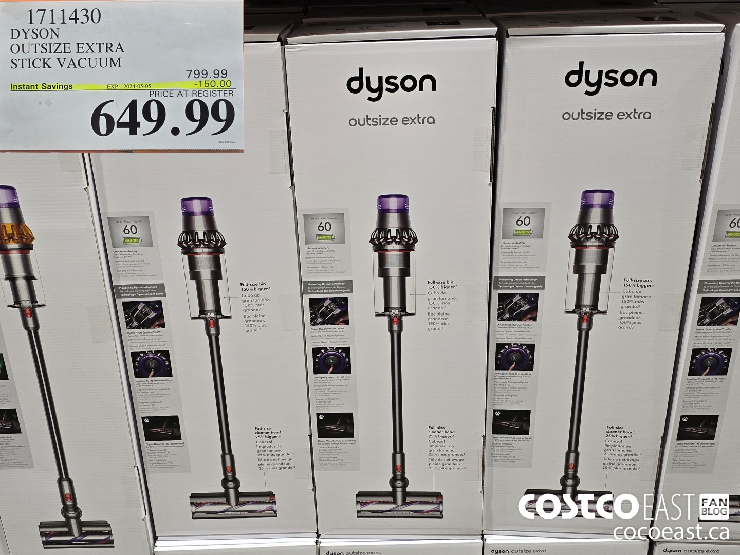 1711430 DYSON OUTSIZE EXTRA STICK VACUUM ($150.00 INSTANT SAVINGS EXPIRES ON 2024-05-05) $649.99