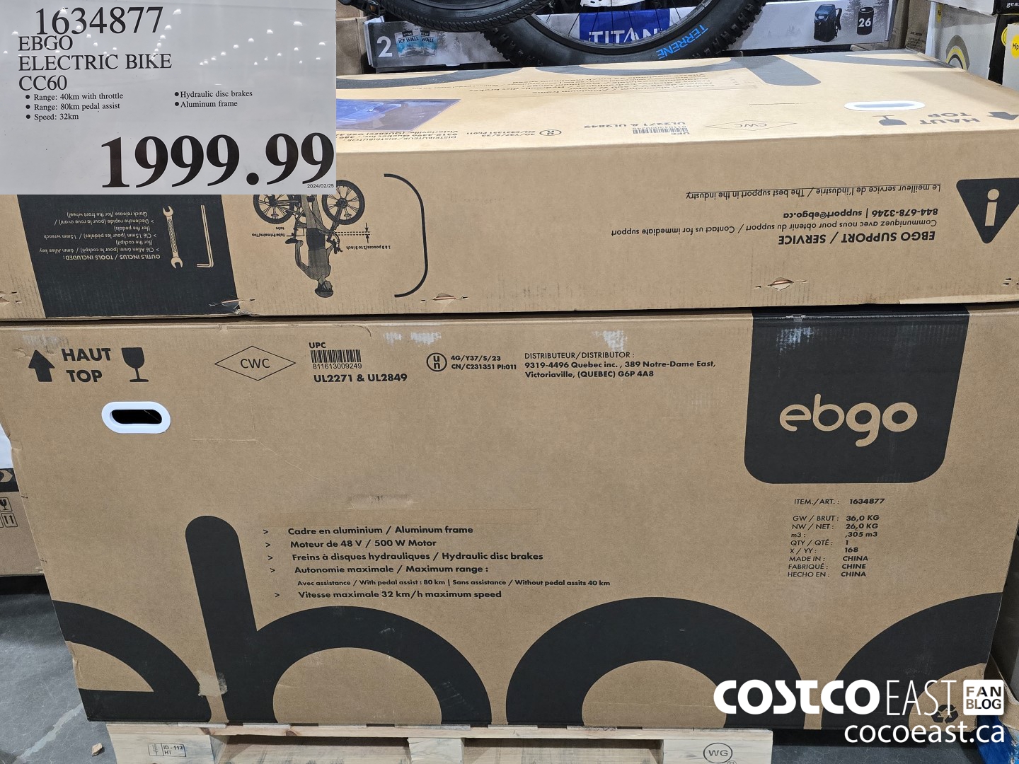 1634877 EBGO ELECTRIC BIKE CC60 $1999.99