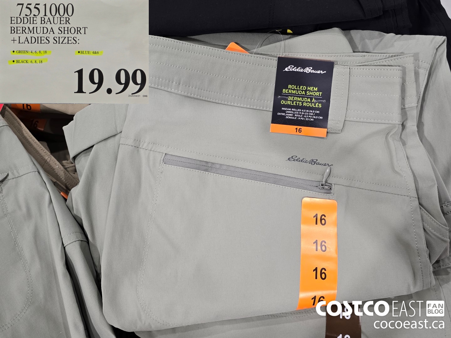 7551000 EDDIE BAUER BERMUDA SHORT + LADIES SIZES 4-18 $19.99