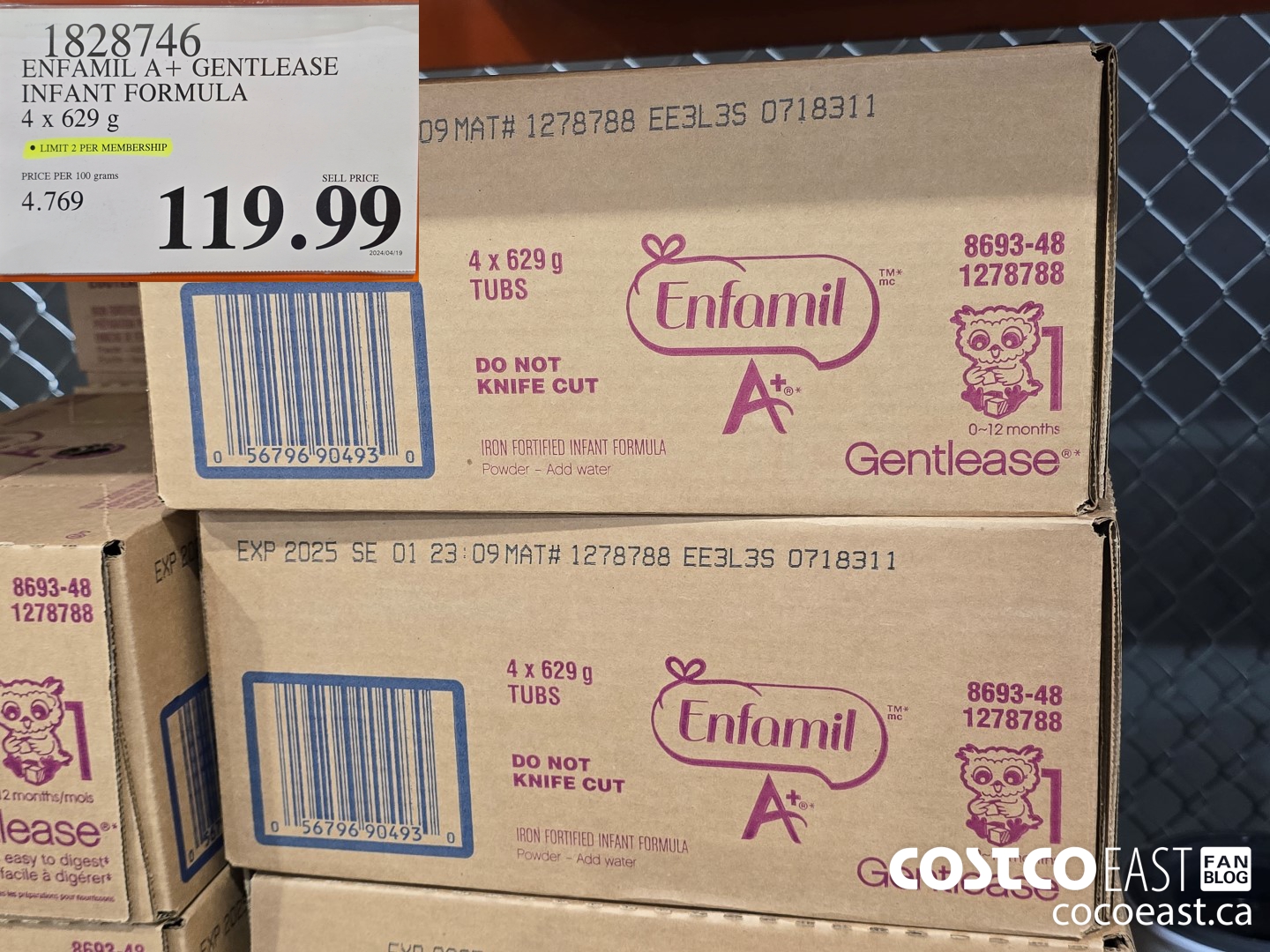 1828746 ENFAMIL A+ GENTLEASE INFANT FORMULA 4 x 629 G $119.99