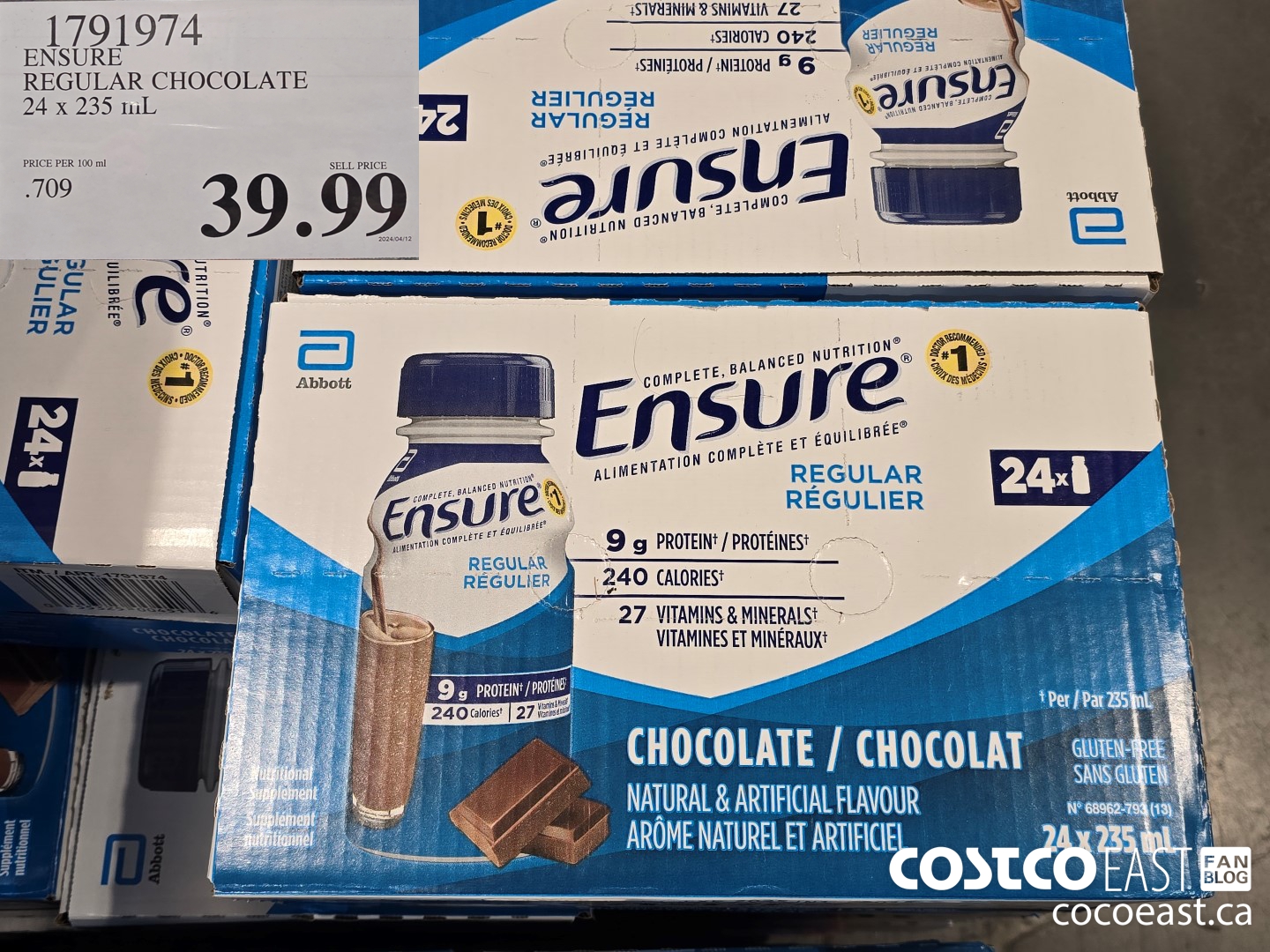 1791974 ENSURE REGULAR CHOCOLATE 24 X 235 ML $39.99
