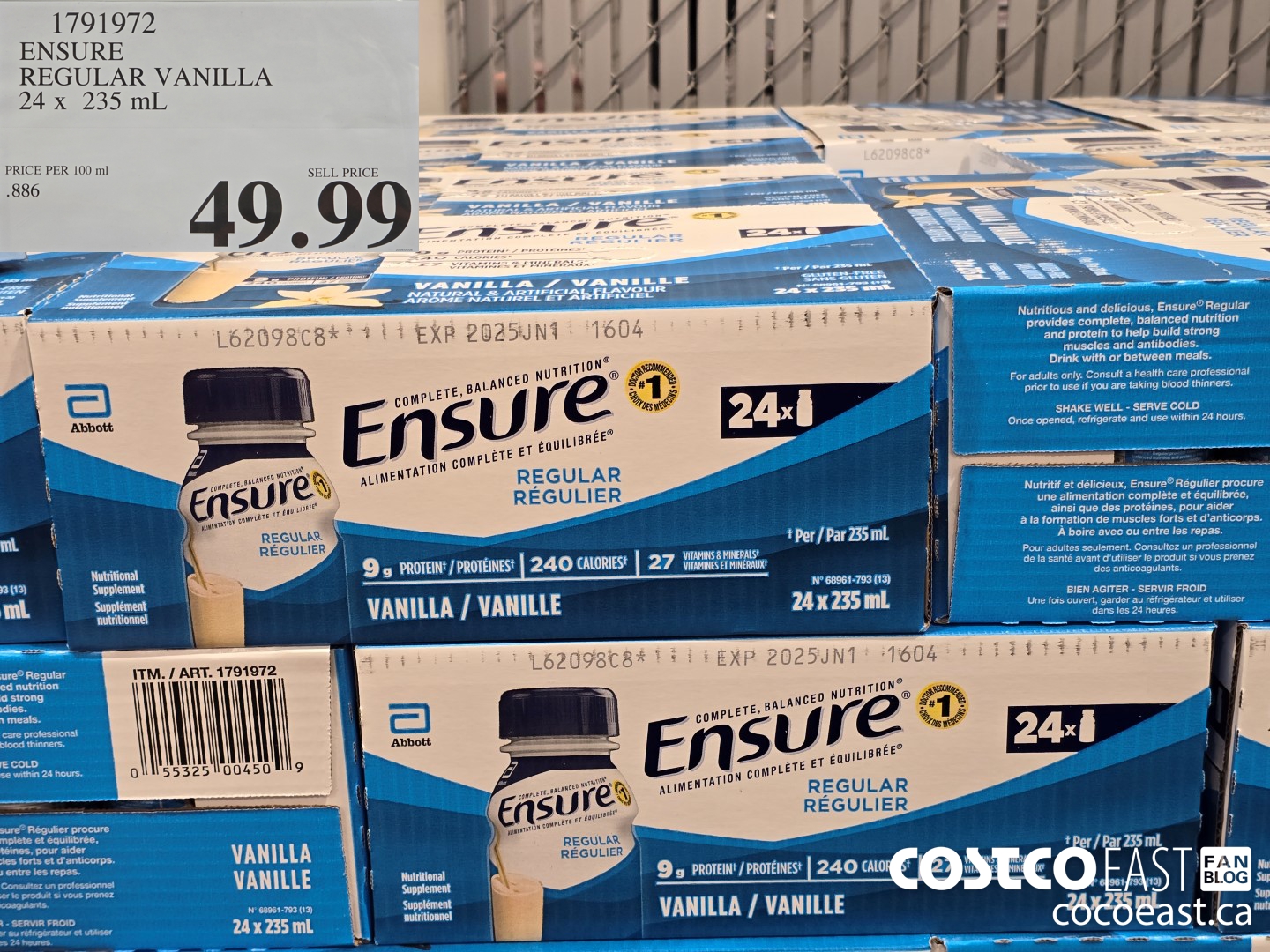 1791972 ENSURE REGULAR VANILLA 24 X 235 ML $49.99