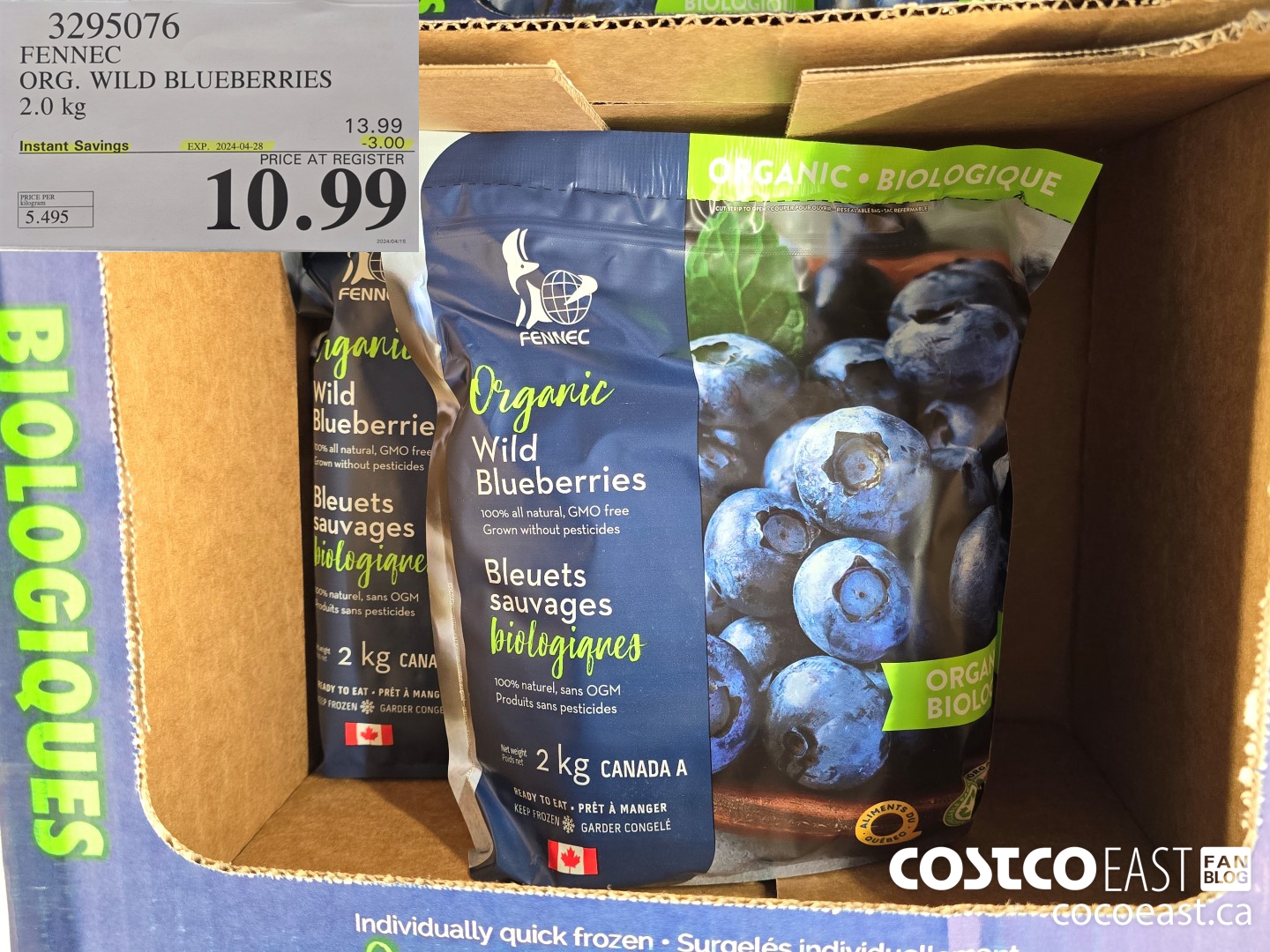 3295076 FENNEC ORG. WILD BLUEBERRIES 2.0 kg ($3.00 INSTANT SAVINGS EXPIRES ON 2024-04-28) $10.99