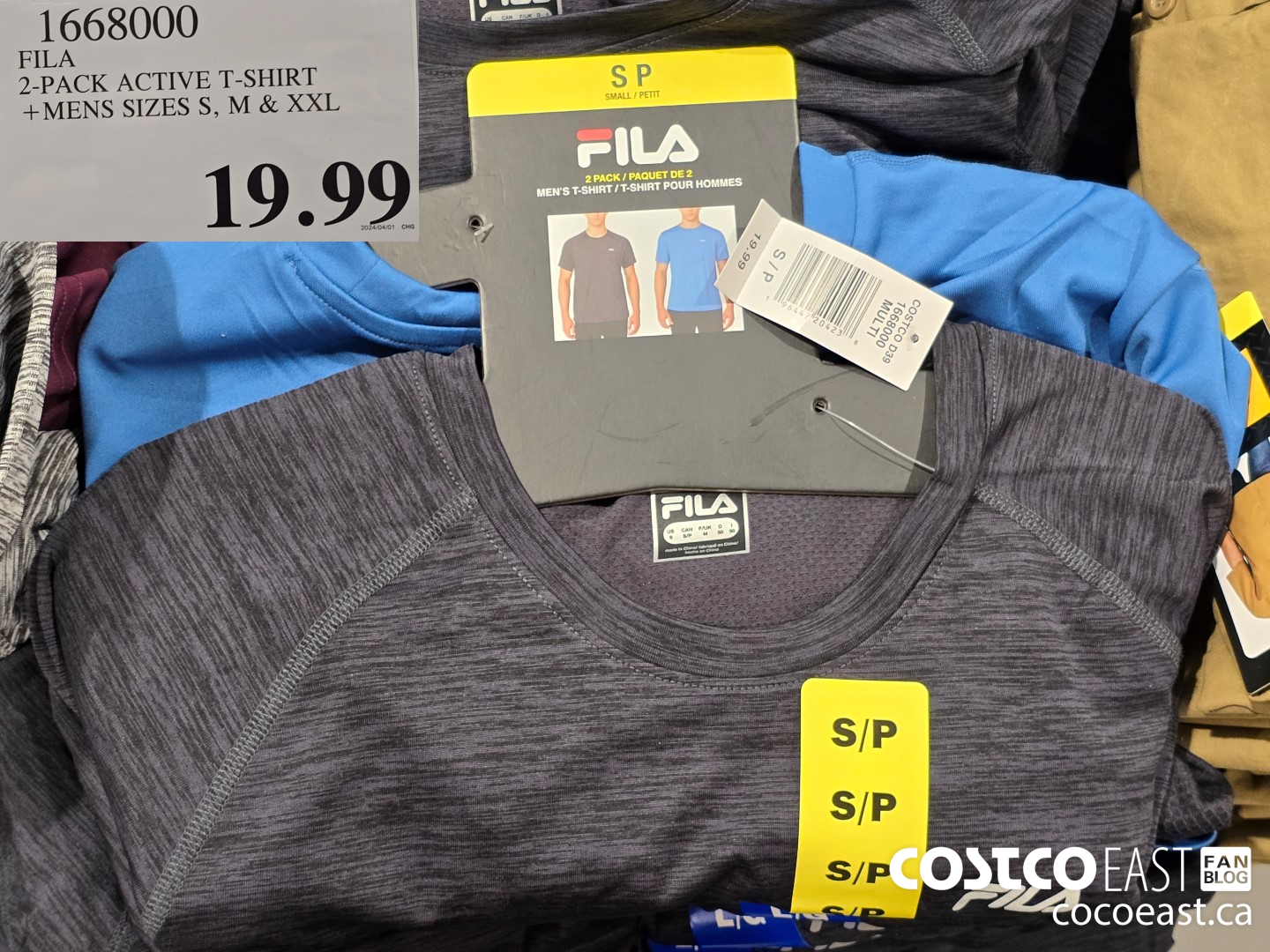 1668000 FILA 2-PACK ACTIVE T-SHIRT +MENS SIZES S, M & XXL $19.99