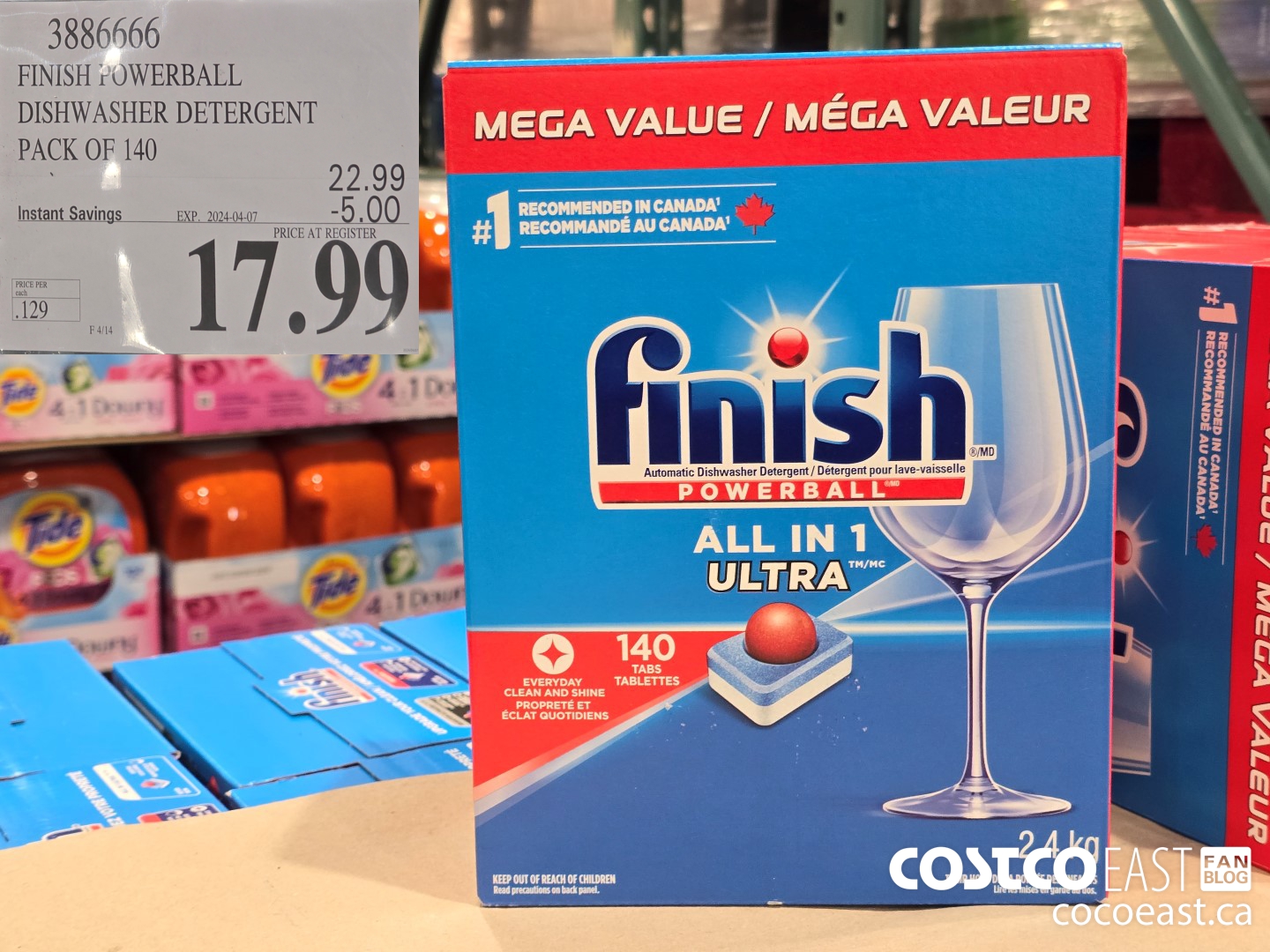 3886666 FINISH POWERBALL DISHWASHER DETERGENT PACK OF 140 ($5.00 INSTANT SAVINGS EXPIRES ON 2024-04-07) $17.99