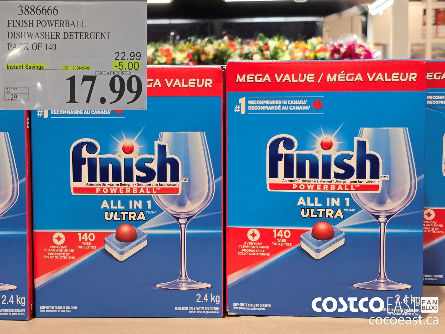 3886666 FINISH POWERBALL DISHWASHER DETERGENT PACK OF 140 ($5.00 INSTANT SAVINGS EXPIRES ON 2024-05-05) $17.99