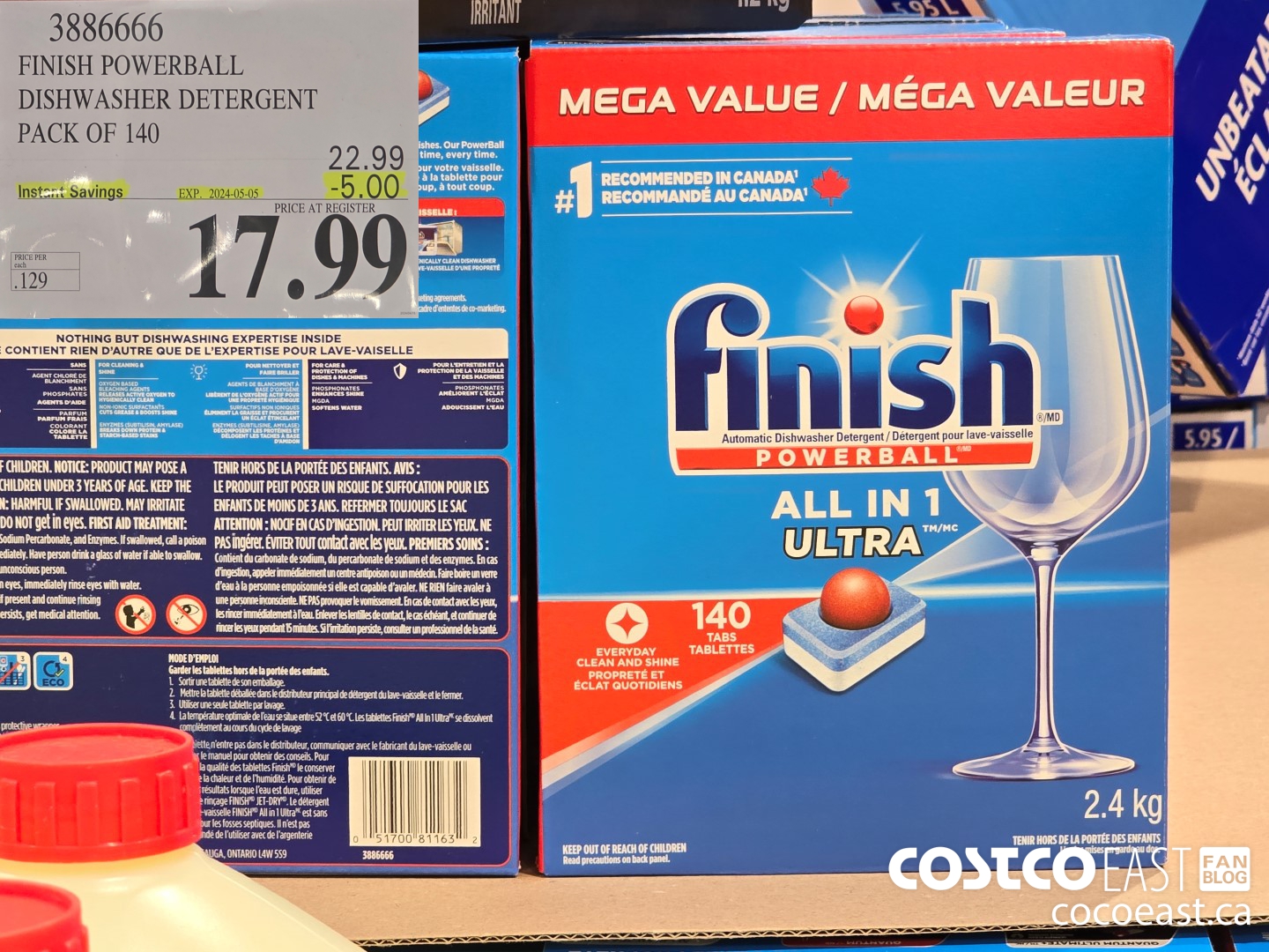 3886666 FINISH POWERBALL DISHWASHER DETERGENT PACK OF 140 ($5.00 INSTANT SAVINGS EXPIRES ON 2024-05-05) $17.99