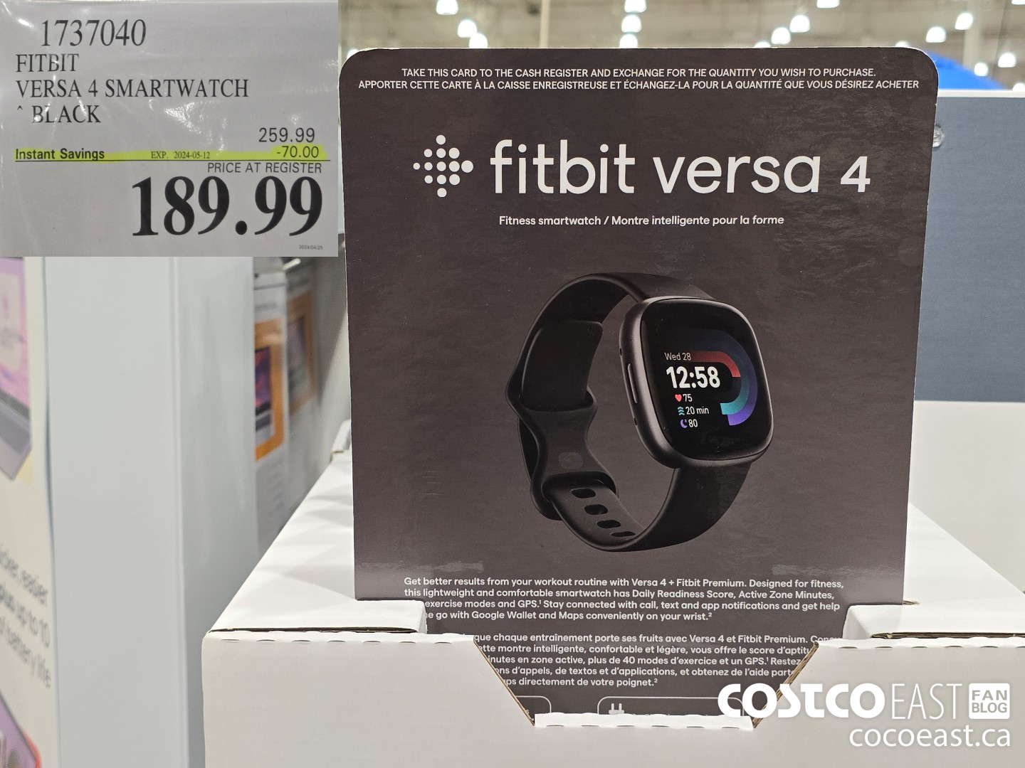 1737040 FITBIT VERSA 4 SMARTWATCH BLACK ($70.00 INSTANT SAVINGS EXPIRES ON 2024-05-12) $189.99