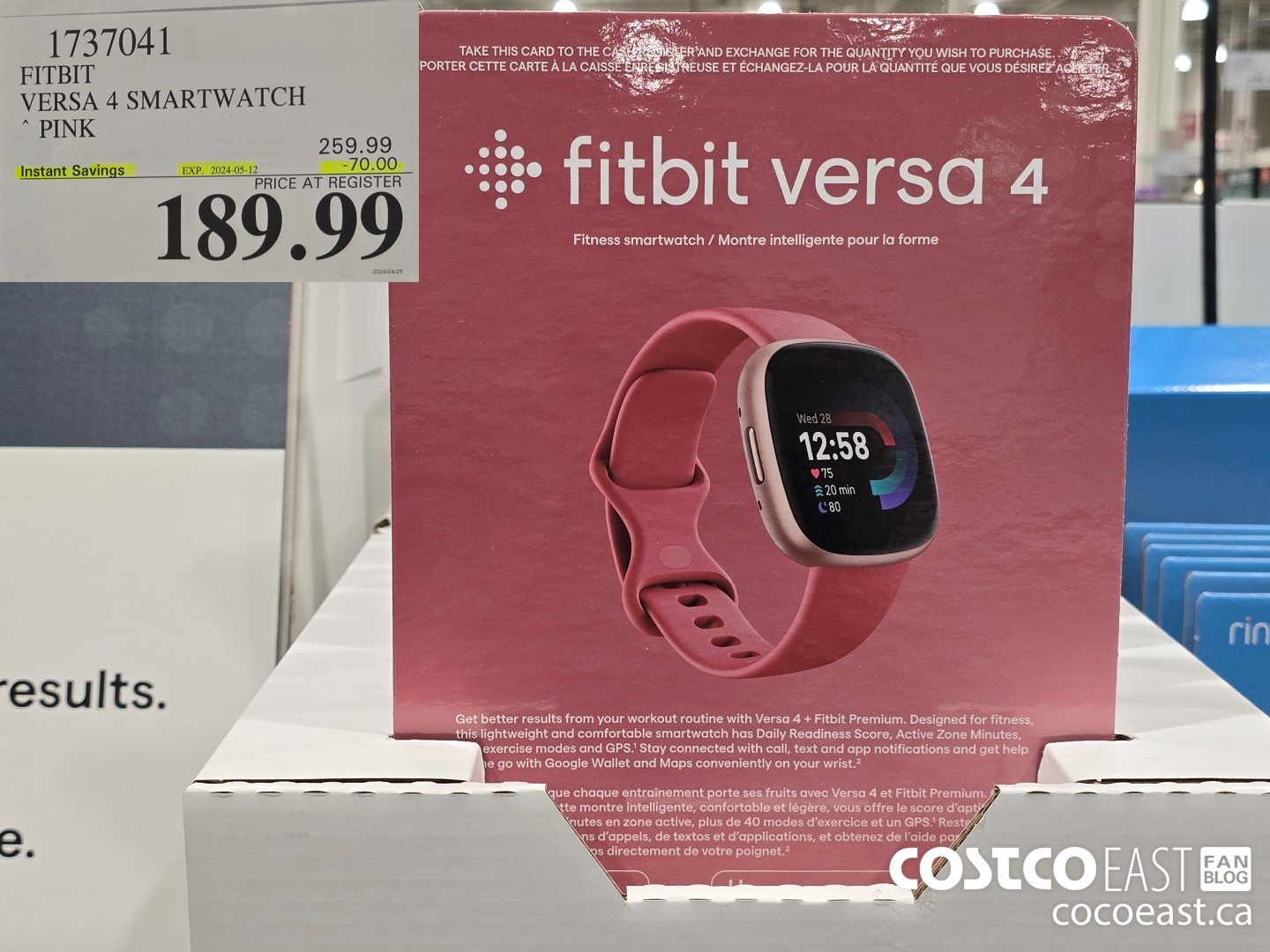 1737041 FITBIT VERSA 4 SMARTWATCH PINK ($70.00 INSTANT SAVINGS EXPIRES ON 2024-05-12) $189.99
