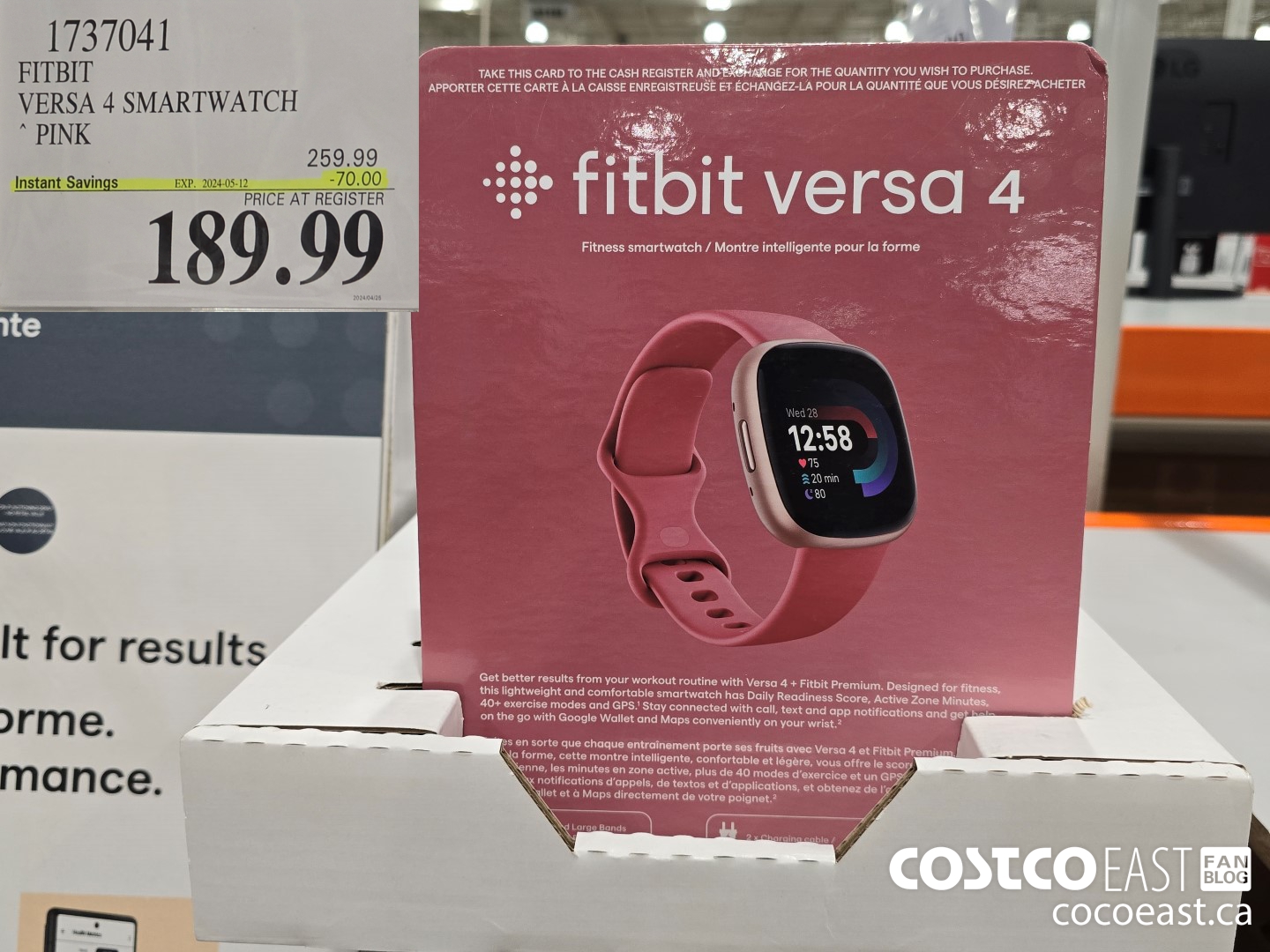 1737041 FITBIT VERSA 4 SMARTWATCH PINK ($70.00 INSTANT SAVINGS EXPIRES ON 2024-05-12) $189.99