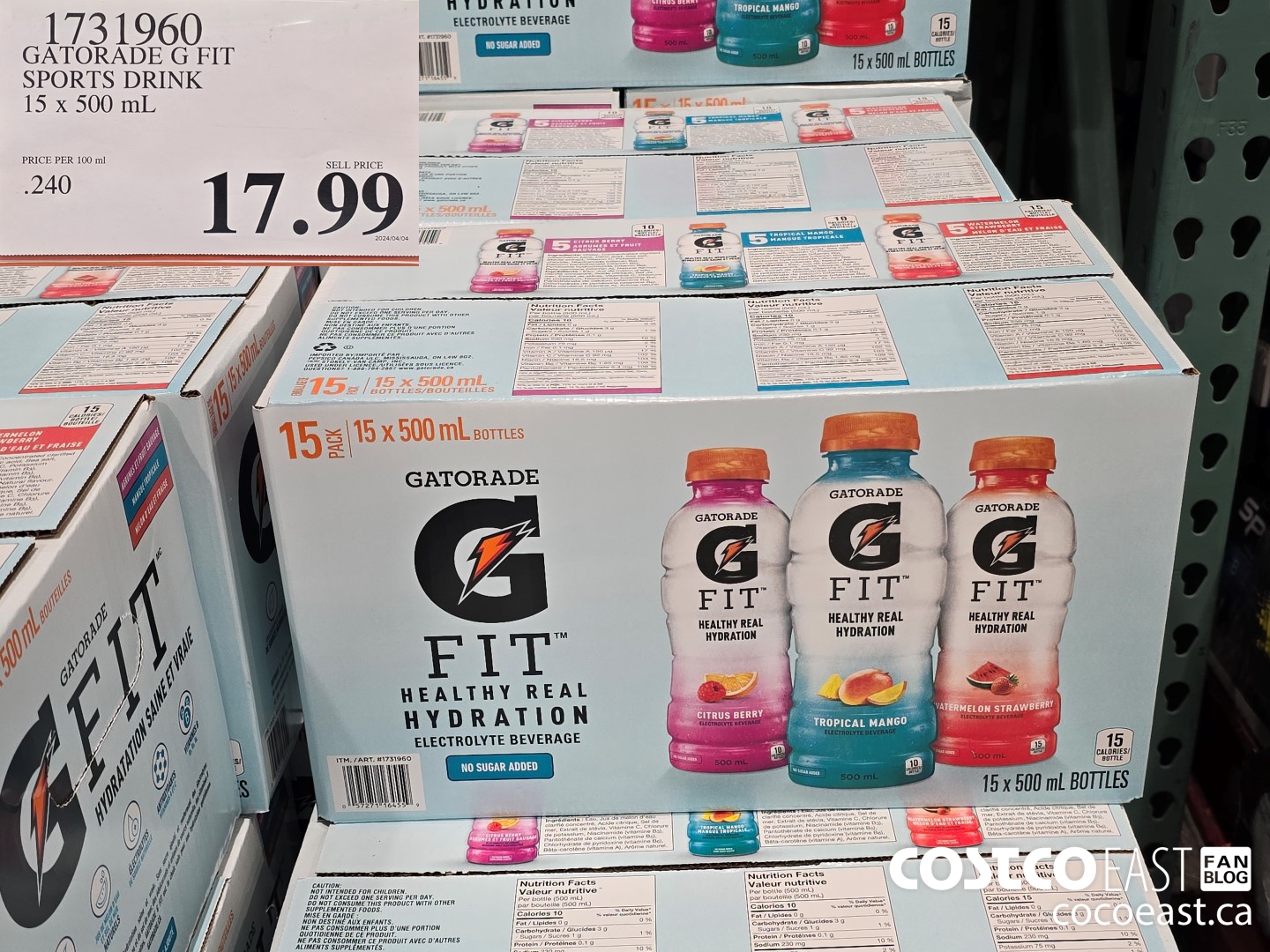 1731960 GATORADE G FIT SPORTS DRINK 15 X 500 ML $17.99