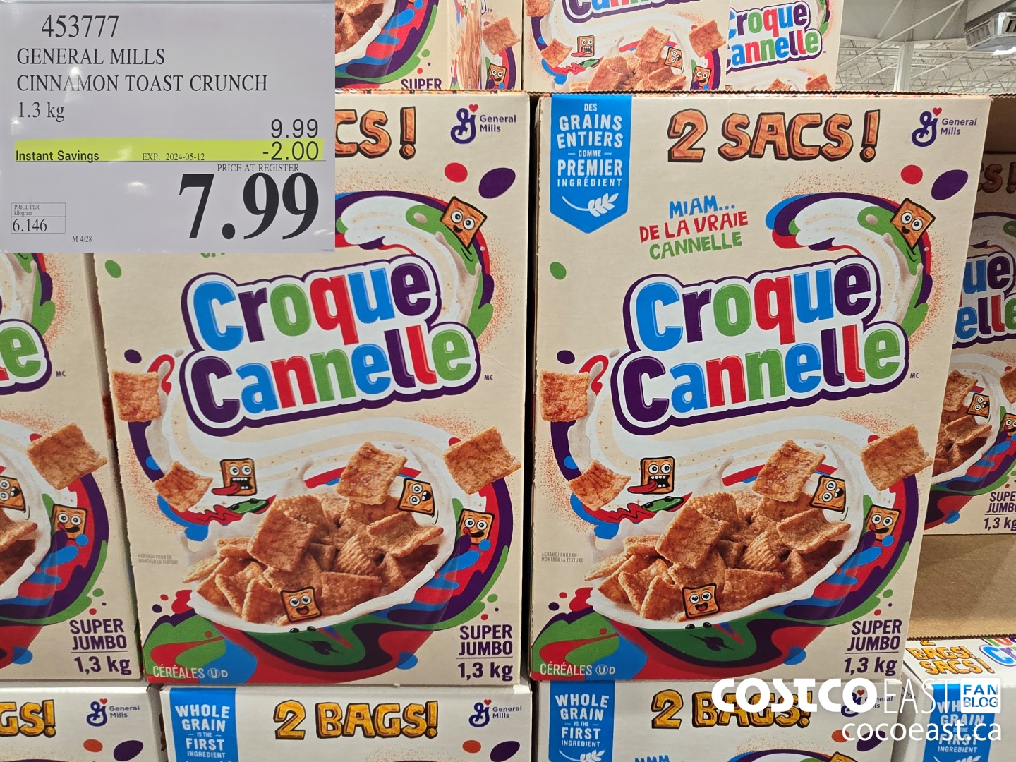 453777 GENERAL MILLS CINNAMON TOAST CRUNCH 1.3 kg ($2.00 INSTANT SAVINGS EXPIRES ON 2024-05-12) $7.99