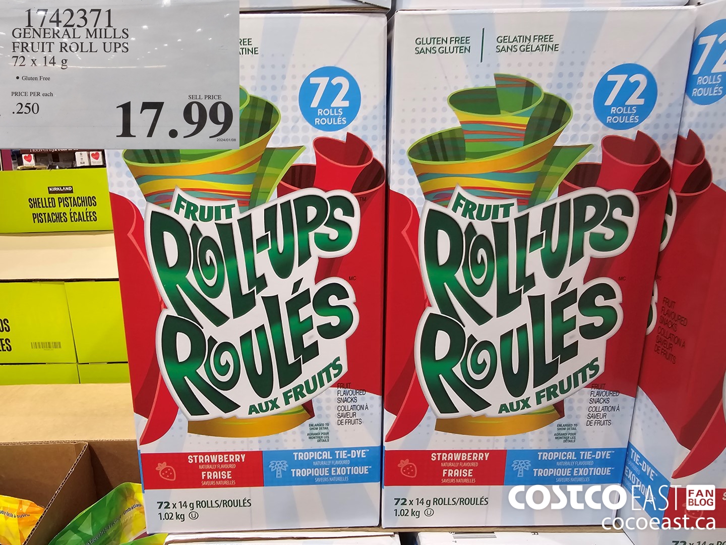 1742371 GENERAL MILLS FRUIT ROLL UPS 72 x 14 G $17.99