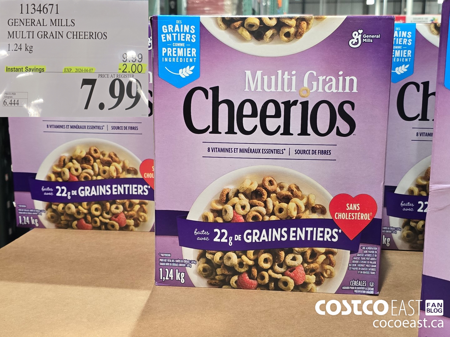 1134671 GENERAL MILLS MULTI-GRAIN CHEERIOS 1.24 KG ($2.00 INSTANT SAVINGS EXPIRES ON 2024-04-07) $7.99
