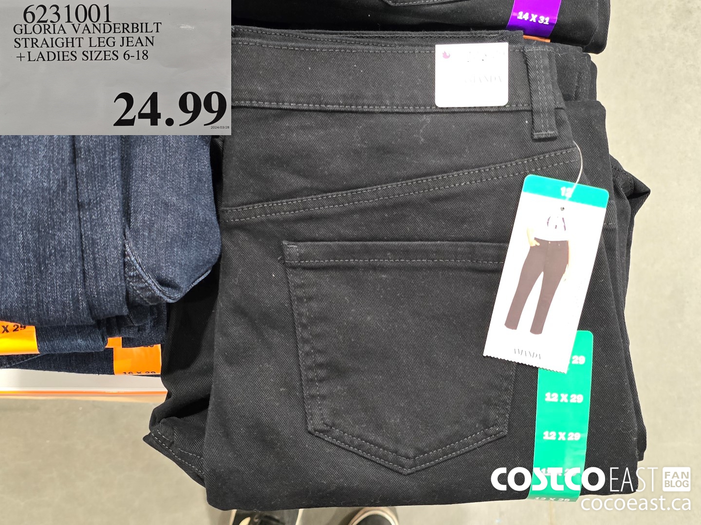 6231001 GLORIA VANDERBILT STRAIGHT LEG JEAN +LADIES SIZES 6-18 $24.99