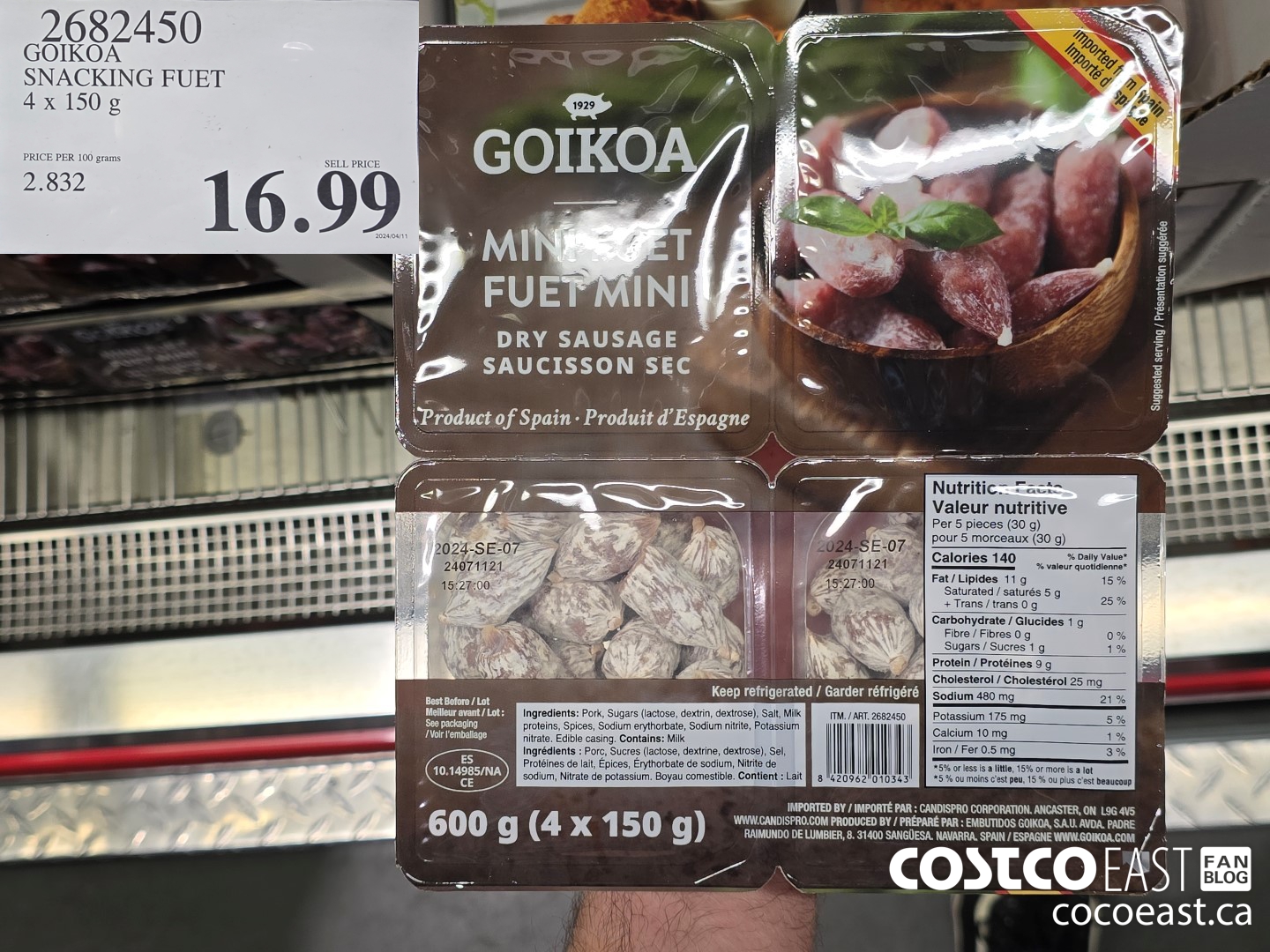 2682450 GOIKOA SNACKING FUET 4 x 150 G $16.99