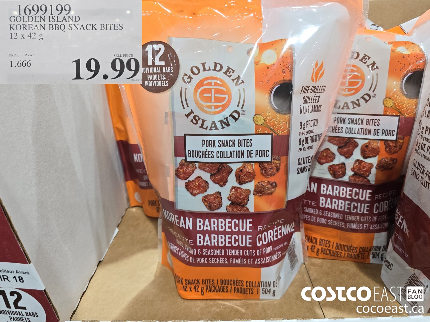 1699199 GOLDEN ISLAND KOREAN BBQ SNACK BITES 12x42 g $19.99