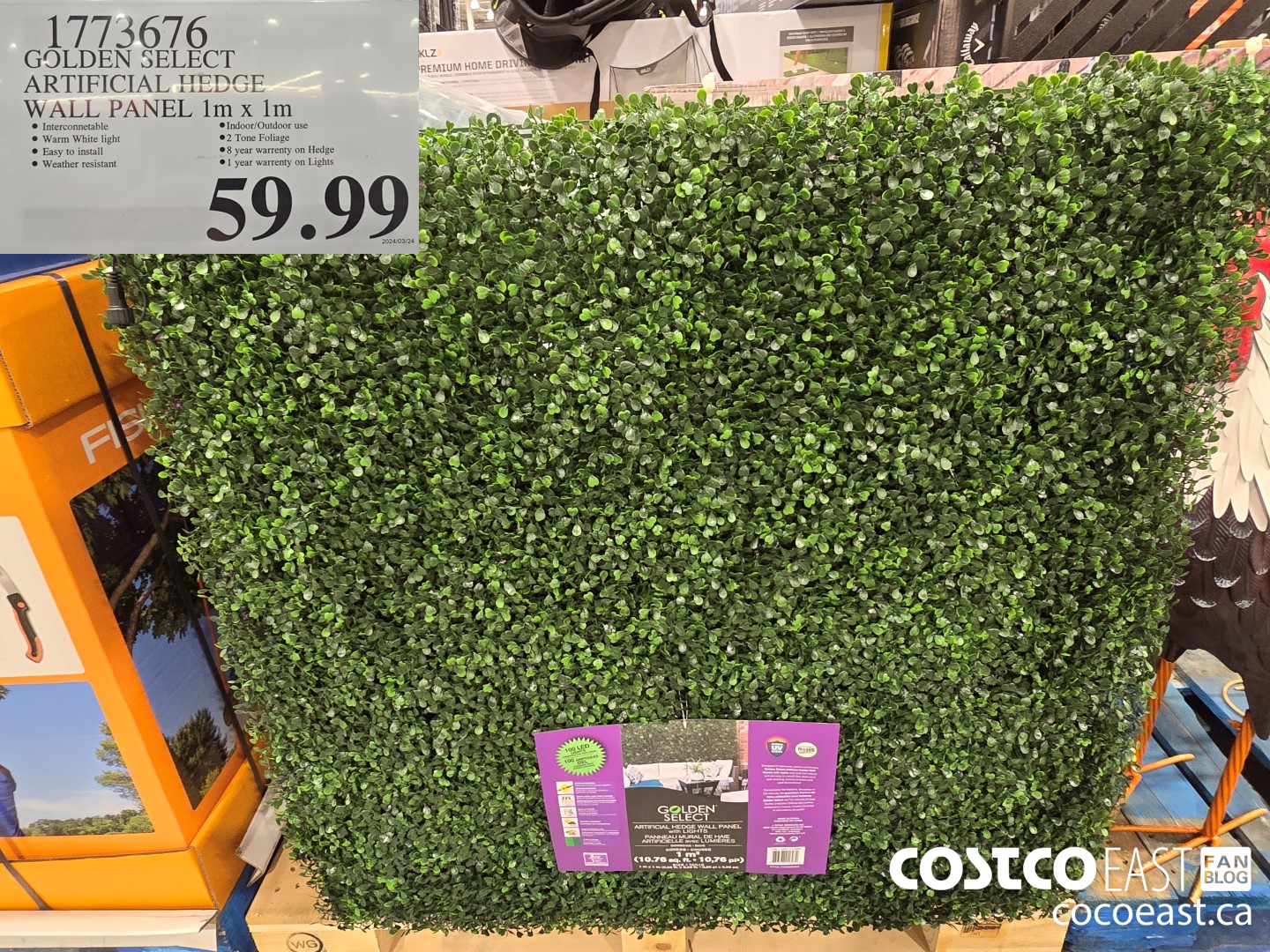 1773676 GOLDEN SELECT ARTIFICIAL HEDGE WALL PANEL 1M X 1M $59.99