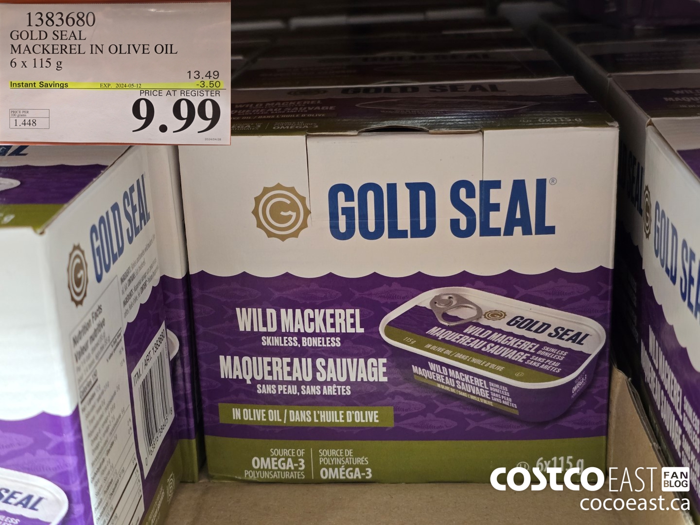 1383680 GOLD SEAL MACKEREL IN OLIVE OIL 6 x 115 G ($3.50 INSTANT SAVINGS EXPIRES ON 2024-05-12) $9.99