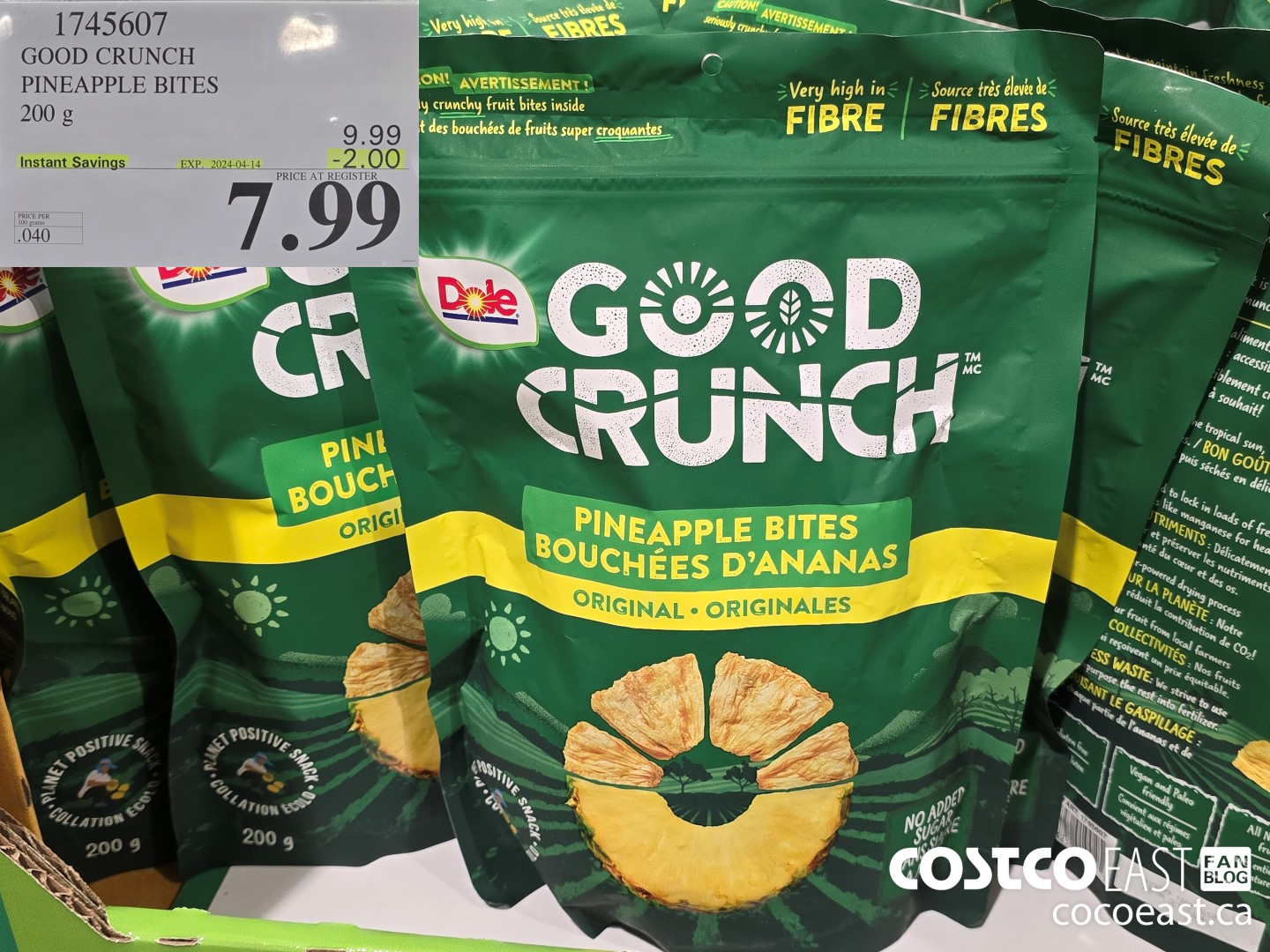1745607 GOOD CRUNCH PINEAPPLE BITES 200 G ($2.00 INSTANT SAVINGS EXPIRES ON 2024-04-14) $7.99