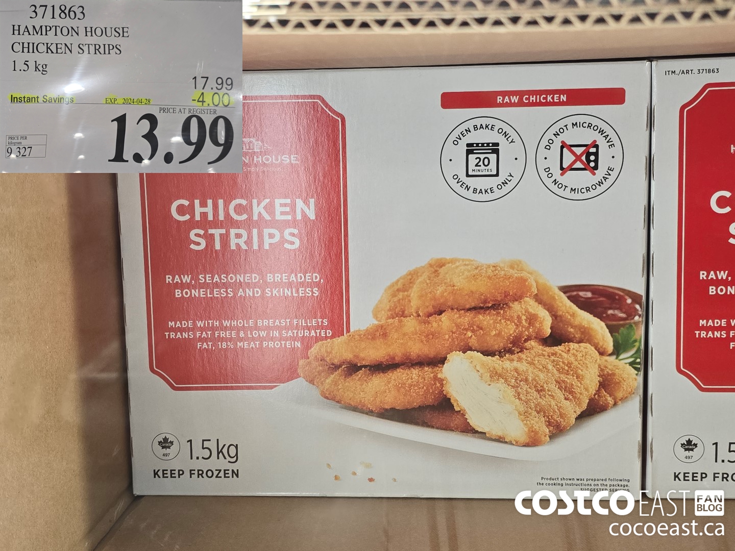371863 HAMPTON HOUSE CHICKEN STRIPS 1.5 KG ($4.00 INSTANT SAVINGS EXPIRES ON 2024-04-28) $13.99