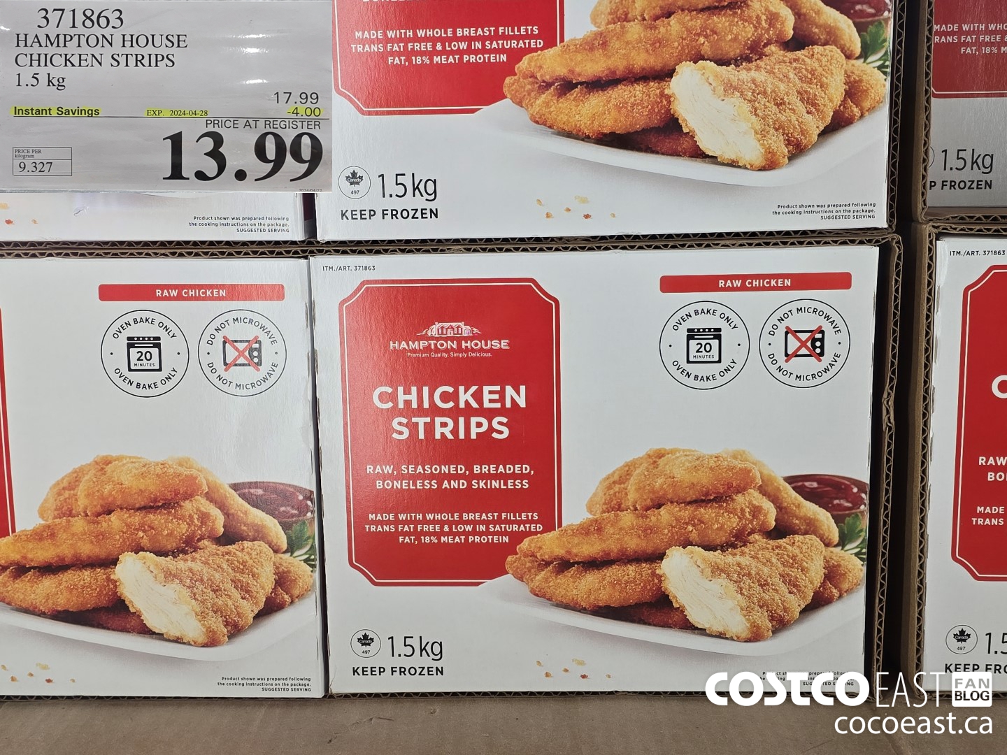371863 HAMPTON HOUSE CHICKEN STRIPS 1.5 KG ($4.00 INSTANT SAVINGS EXPIRES ON 2024-04-28) $13.99