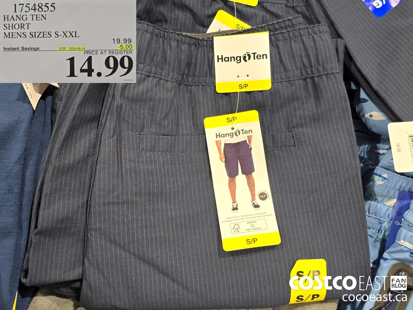 1754855 HANG TEN SHORT MENS SIZES S-XXL ($5.00 INSTANT SAVINGS EXPIRES ON 2024-04-14) $14.99