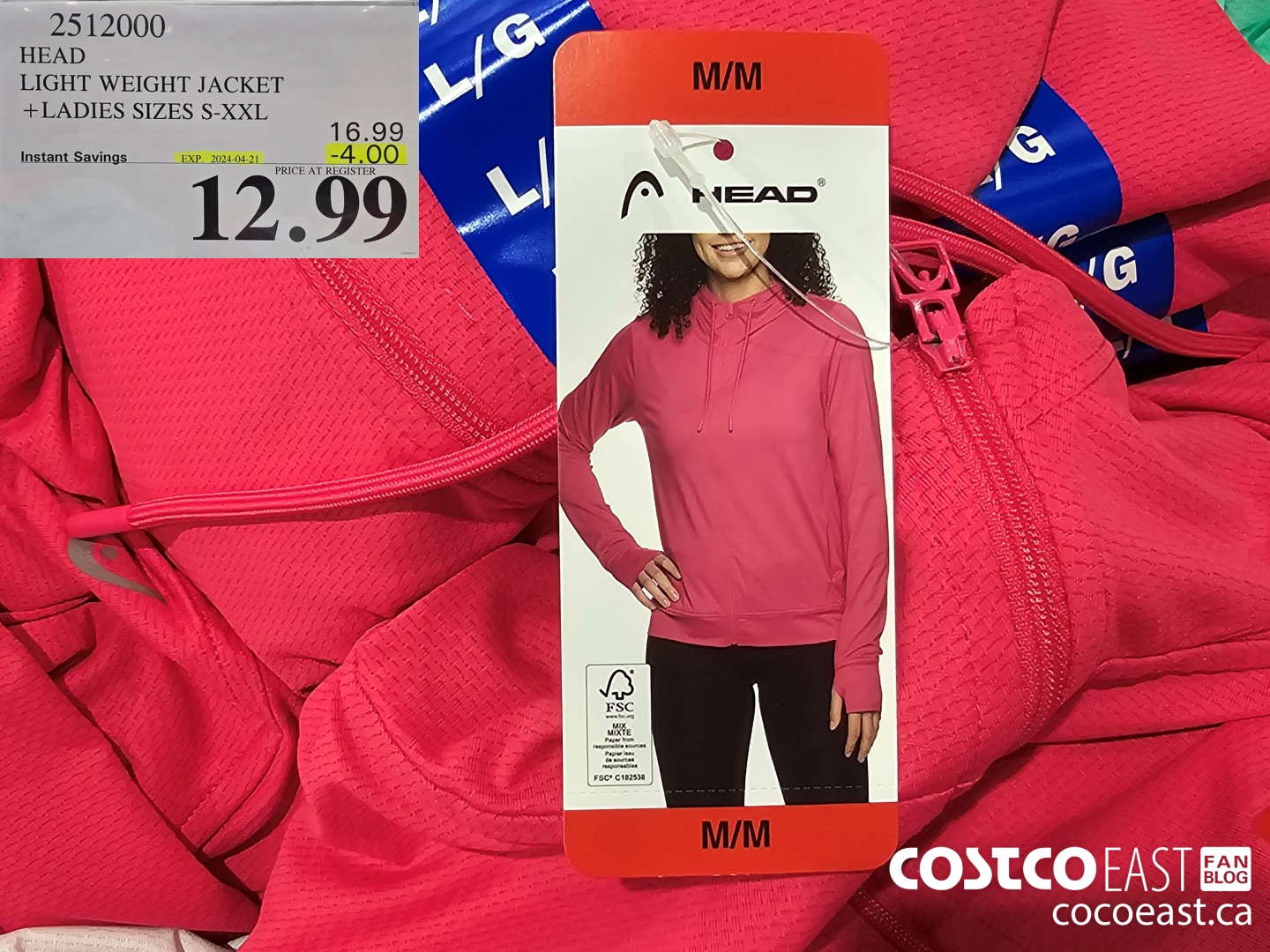 2512000 HEAD LIGHT WEIGHT JACKET + LADIES SIZES S-XXL ($4.00 INSTANT SAVINGS EXPIRES ON 2024-04-21) $12.99