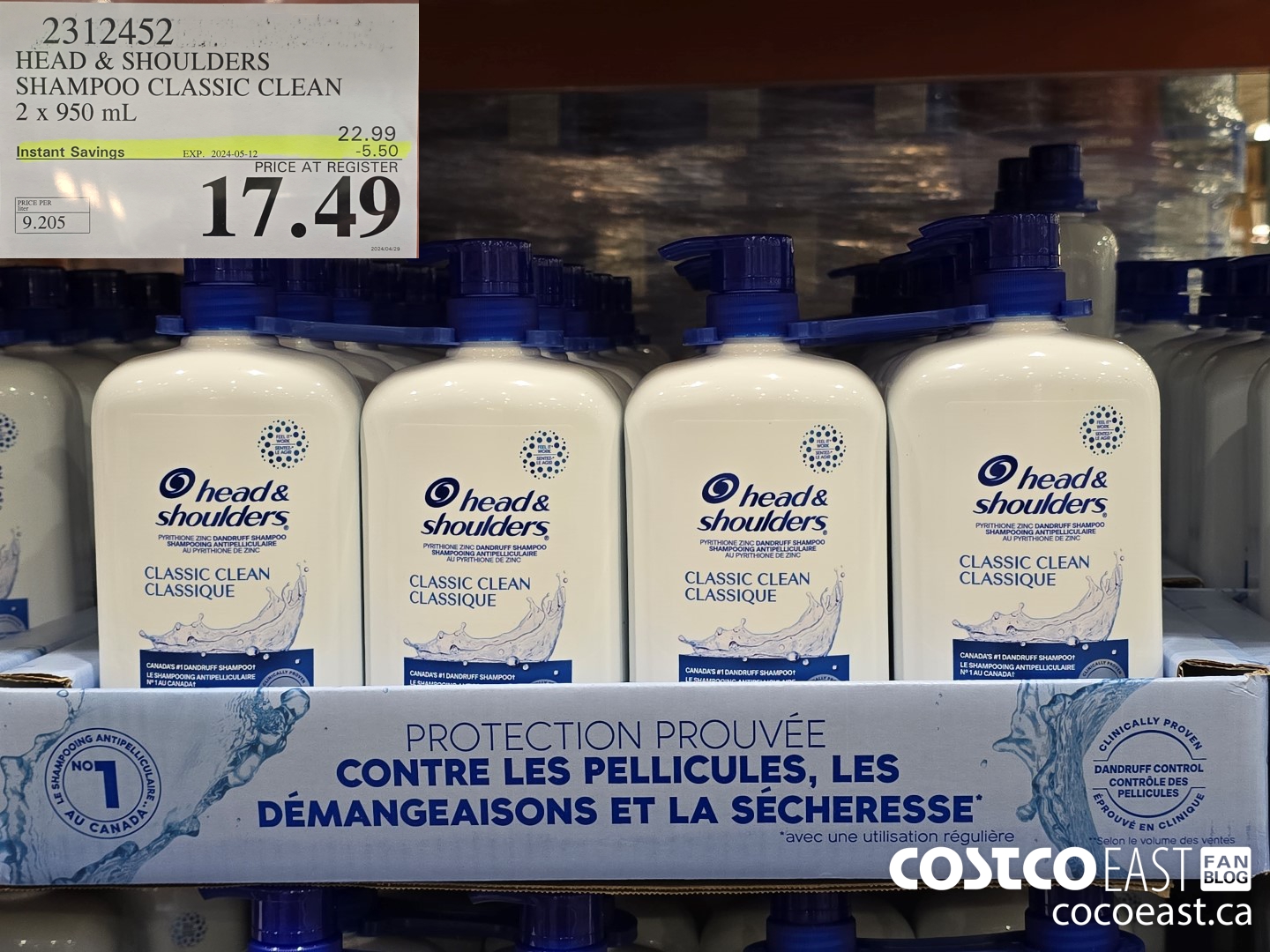 2312452 HEAD & SHOULDERS SHAMPOO CLASSIC CLEAN 2 X 950 ML ($5.50 INSTANT SAVINGS EXPIRES ON 2024-05-12) $17.49