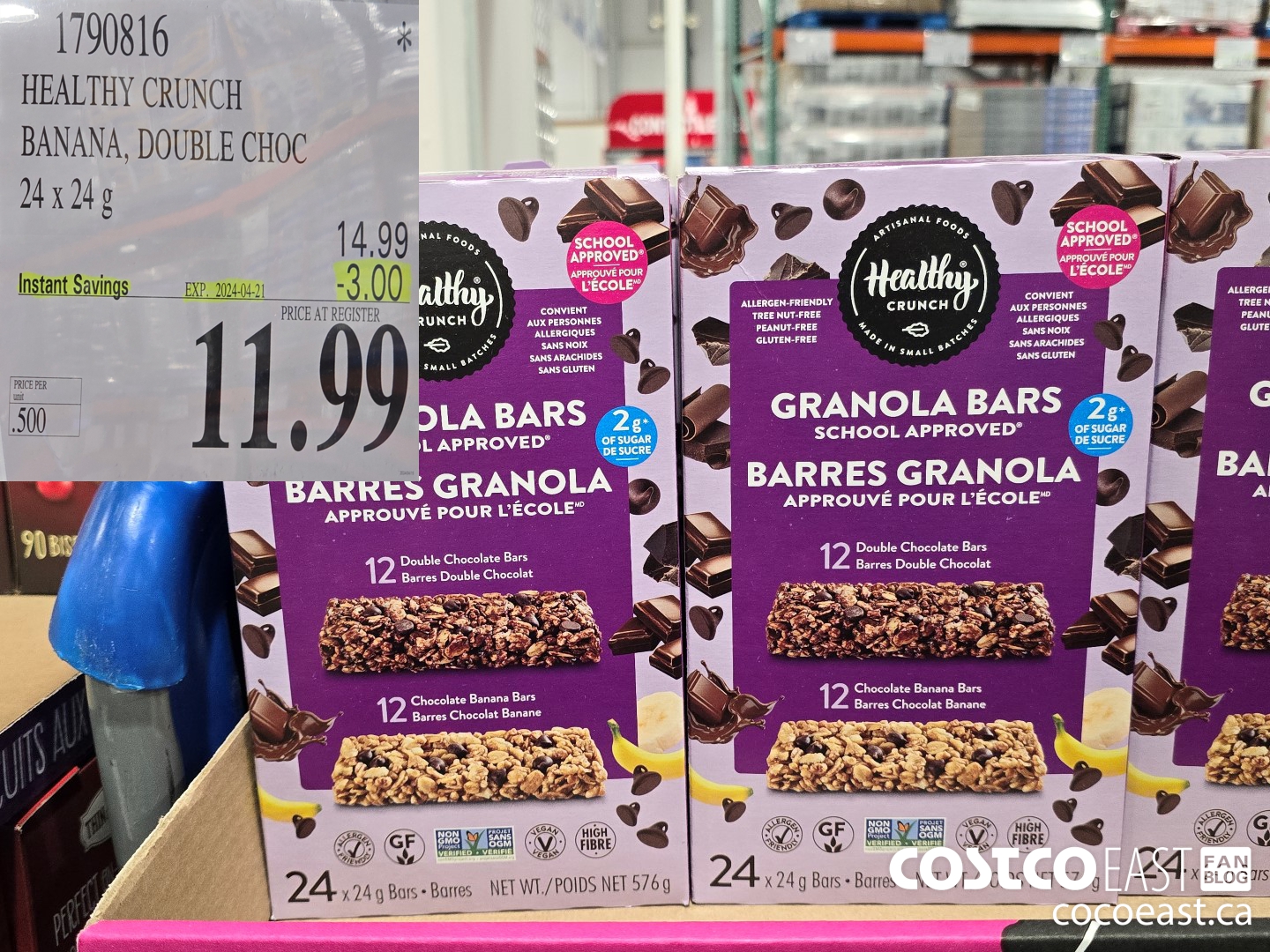 1790816 HEALTHY CRUNCH BANANA, DOUBLE CHOC 24 x 24 g ($3.00 INSTANT SAVINGS EXPIRES ON 2024-04-21) $11.99