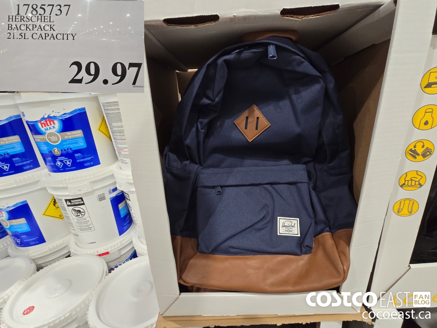 1785737 HERSCHEL BACKPACK 21.5L CAPACITY $29.97