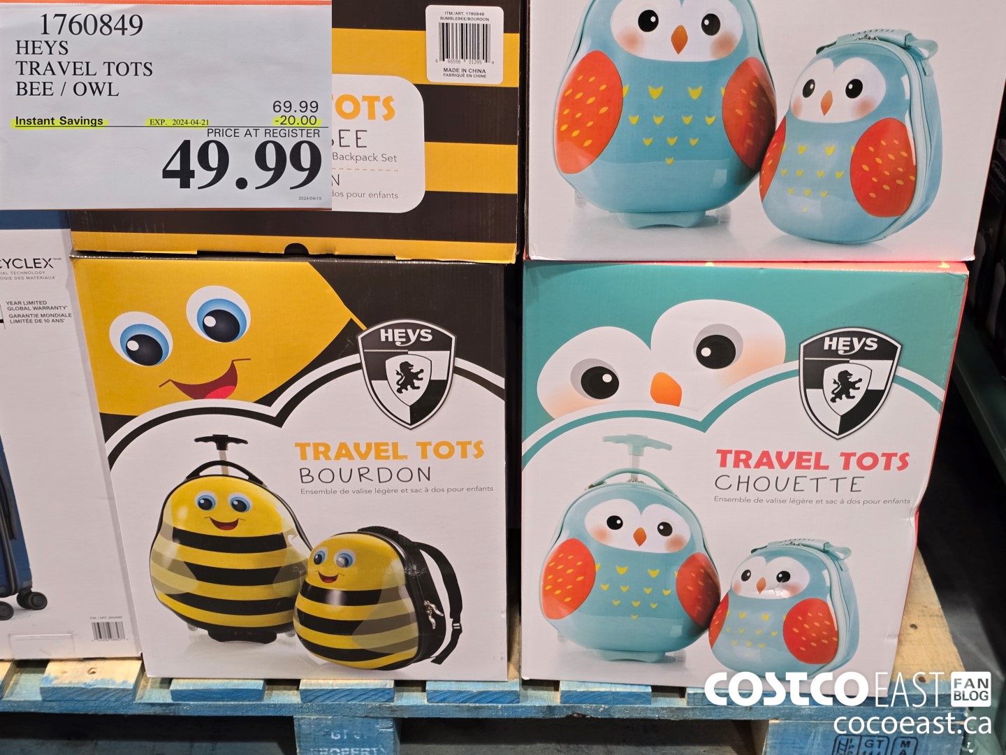 1760849 HEYS TRAVEL TOTS BEE / OWL ($20.00 INSTANT SAVINGS EXPIRES ON 2024-04-21) $49.99