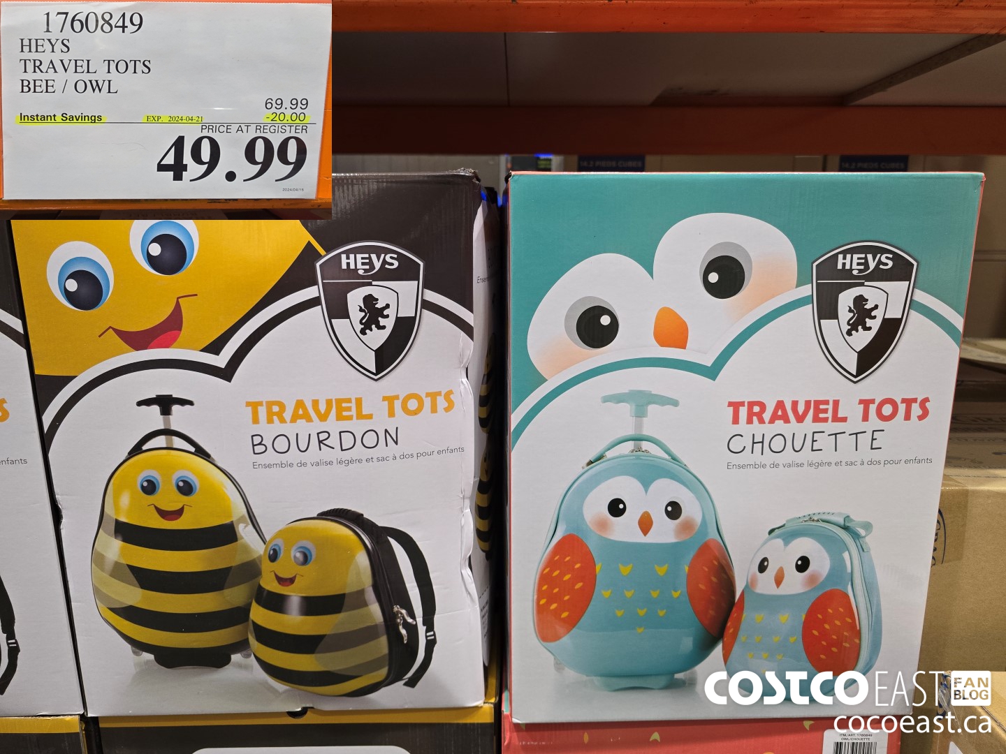 1760849 HEYS TRAVEL TOTS BEE / OWL ($20.00 INSTANT SAVINGS EXPIRES ON 2024-04-21) $49.99