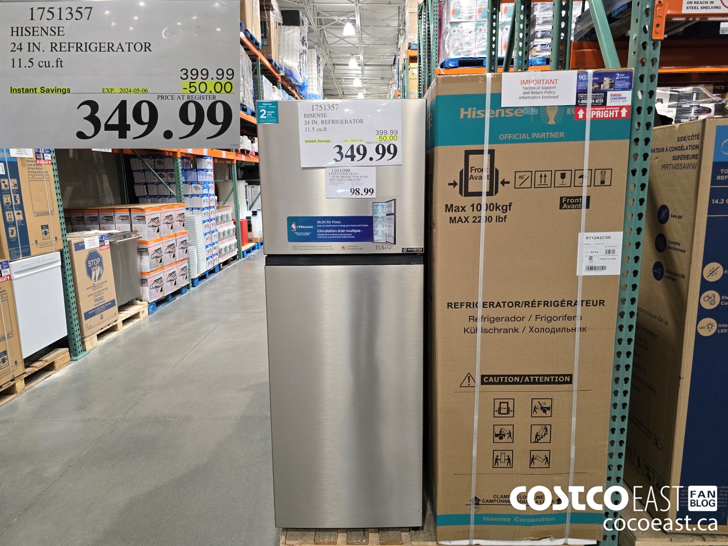 1751357 HISENSE 24 IN. REFRIGERATOR 11.5 cu.ft ($50.00 INSTANT SAVINGS EXPIRES ON 2024-05-06) $349.99