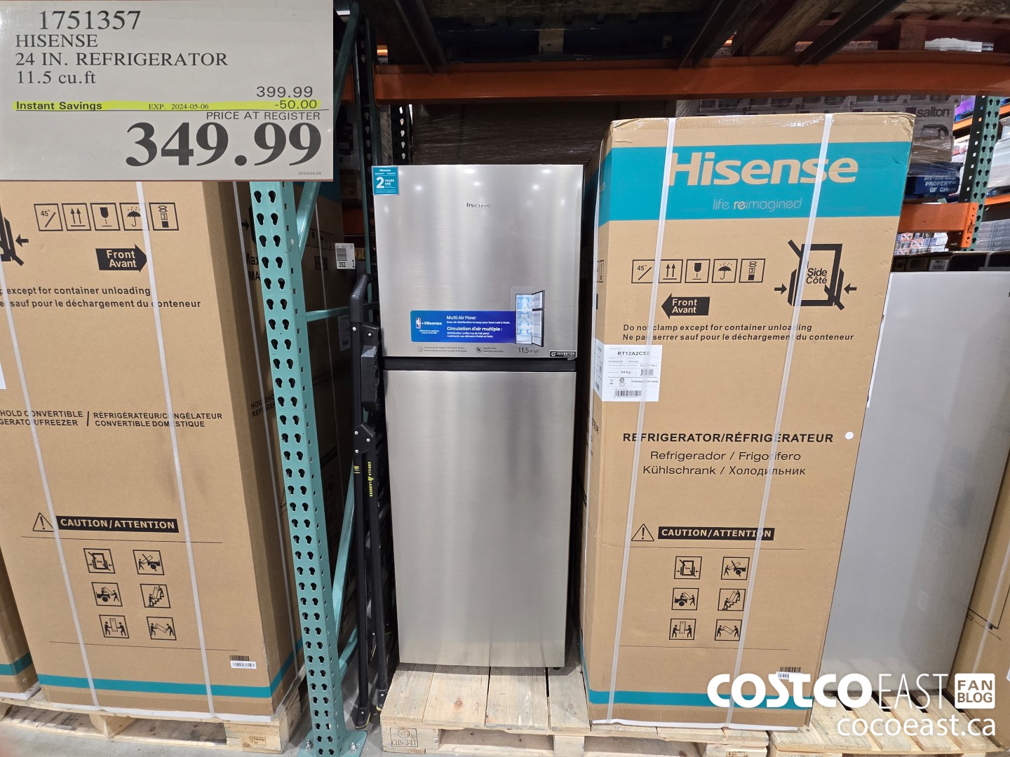 1751357 HISENSE 24 IN. REFRIGERATOR 11.5 cu.ft ($50.00 INSTANT SAVINGS EXPIRES ON 2024-05-06) $349.99