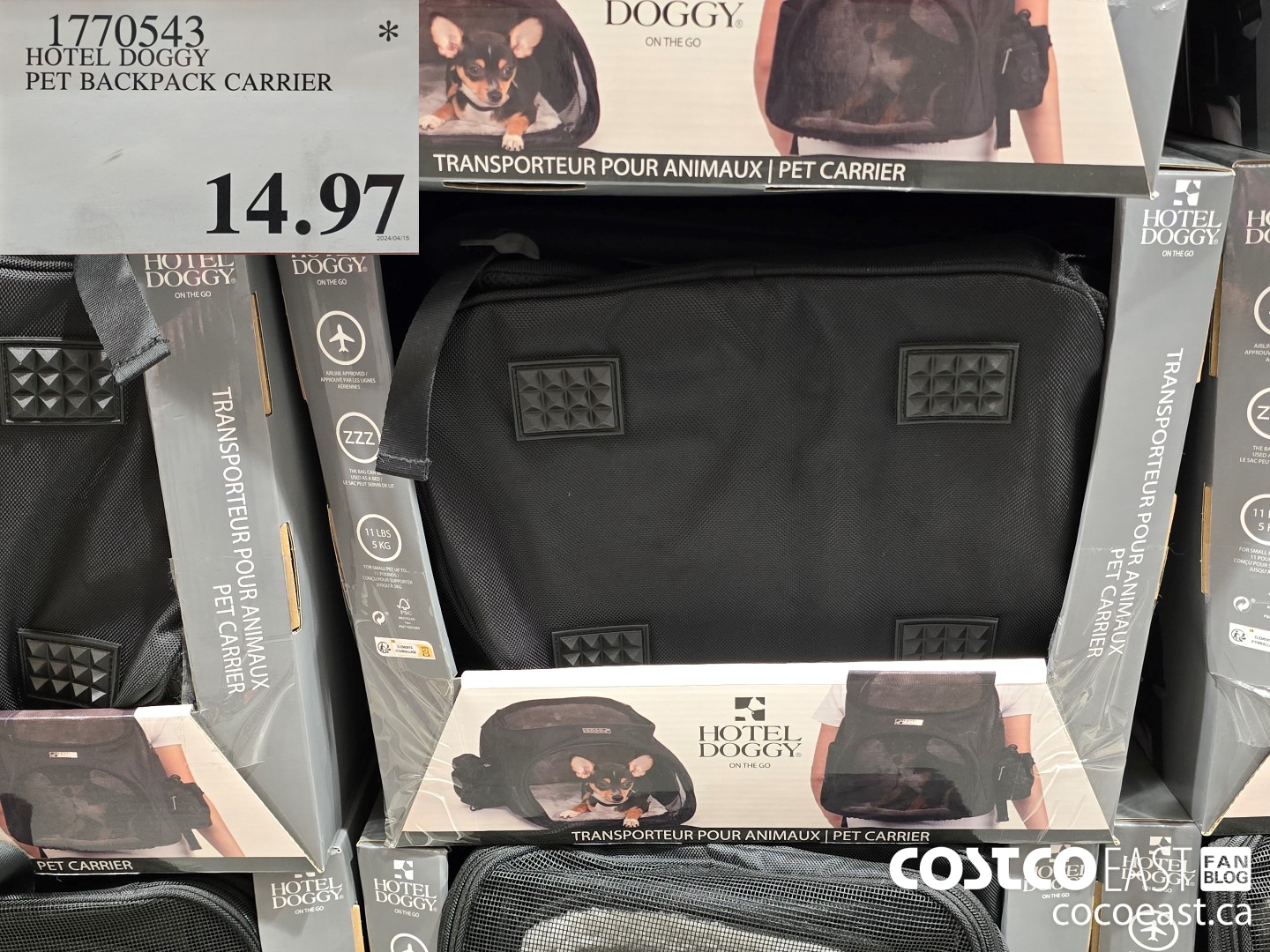 1770543 HOTEL DOGGY PET BACKPACK CARRIER $14.97