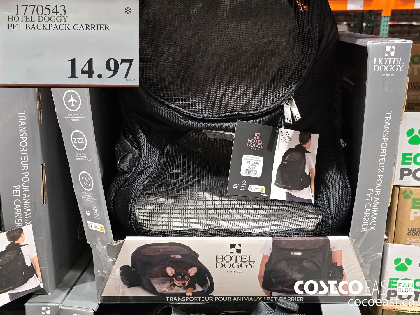 1770543 HOTEL DOGGY PET BACKPACK CARRIER $14.97