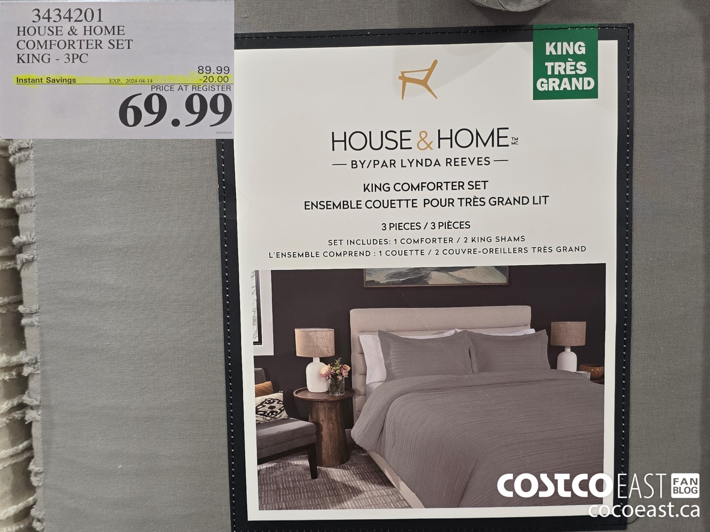 3434201 HOUSE & HOME COMFORTER SET KING - 3PC ($20.00 INSTANT SAVINGS EXPIRES ON 2024-04-14) $69.99