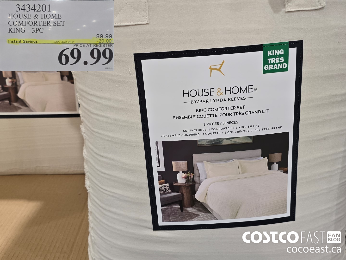 3434201 HOUSE & HOME COMFORTER SET KING - 3PC ($20.00 INSTANT SAVINGS EXPIRES ON 2024-04-14) $69.99