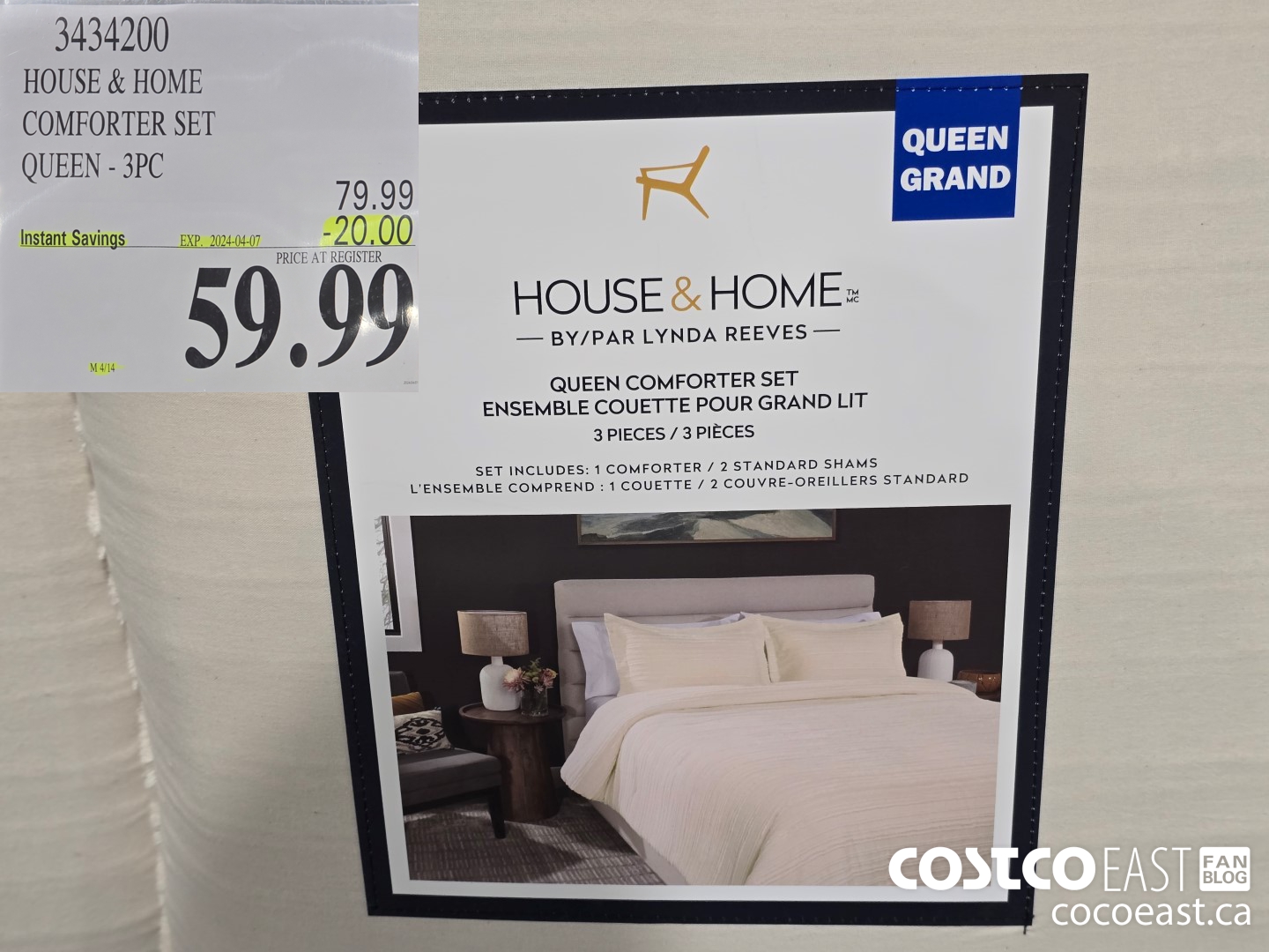 3434200 HOUSE & HOME COMFORTER SET QUEEN - 3PC ($20.00 INSTANT SAVINGS EXPIRES ON 2024-04-07) $59.99