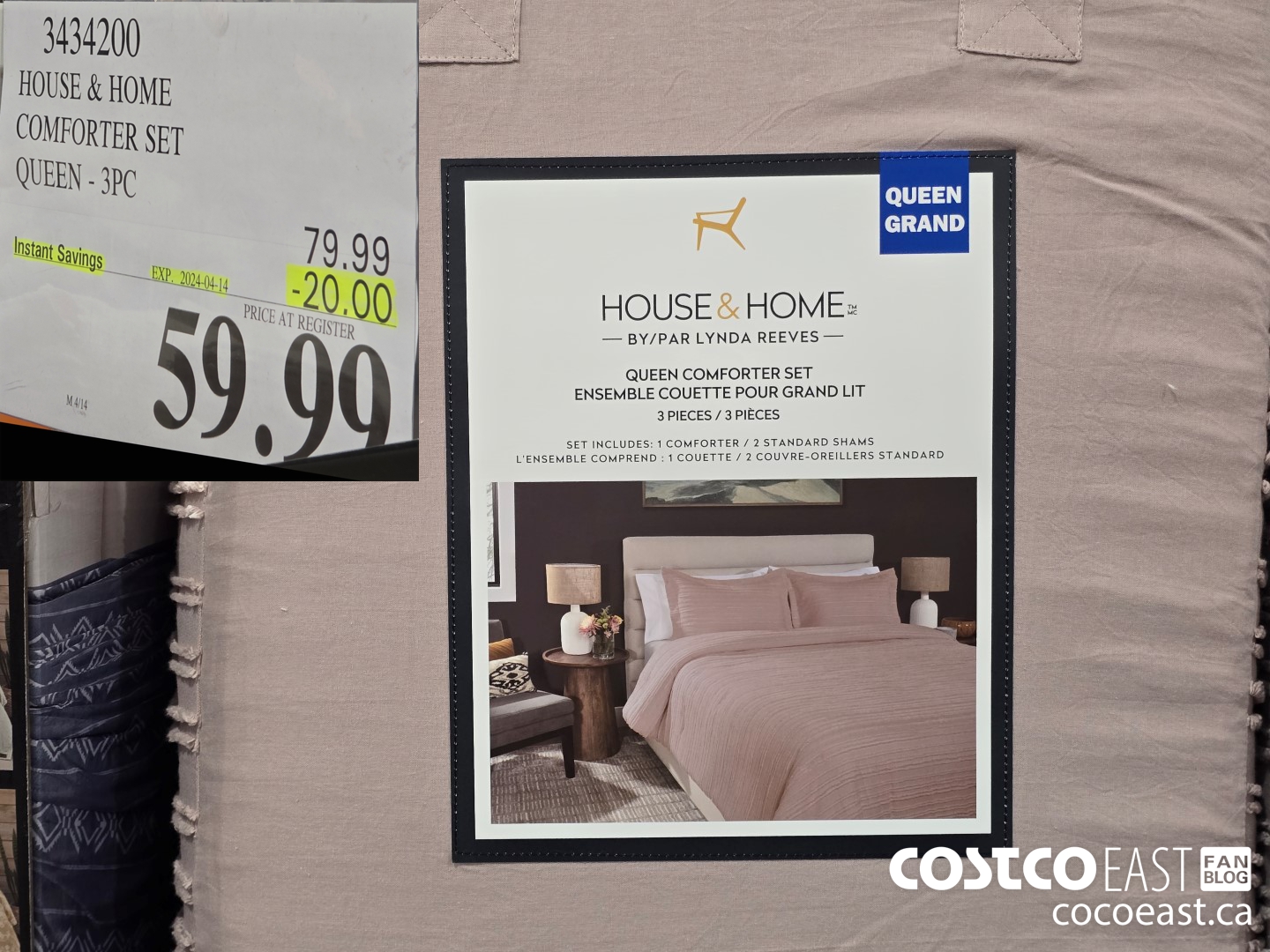 3434200 HOUSE & HOME COMFORTER SET QUEEN - 3PC ($20.00 INSTANT SAVINGS EXPIRES ON 2024-04-14) $59.99