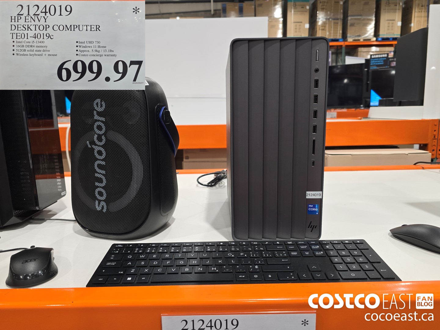 2124019 HP ENVY DESKTOP COMPUTER TE01-4019c $699.97