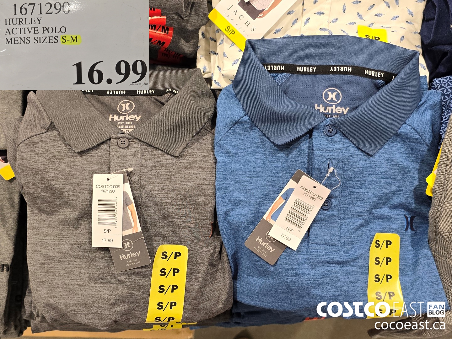 1671290 HURLEY ACTIVE POLO MENS SIZES S-M $16.99