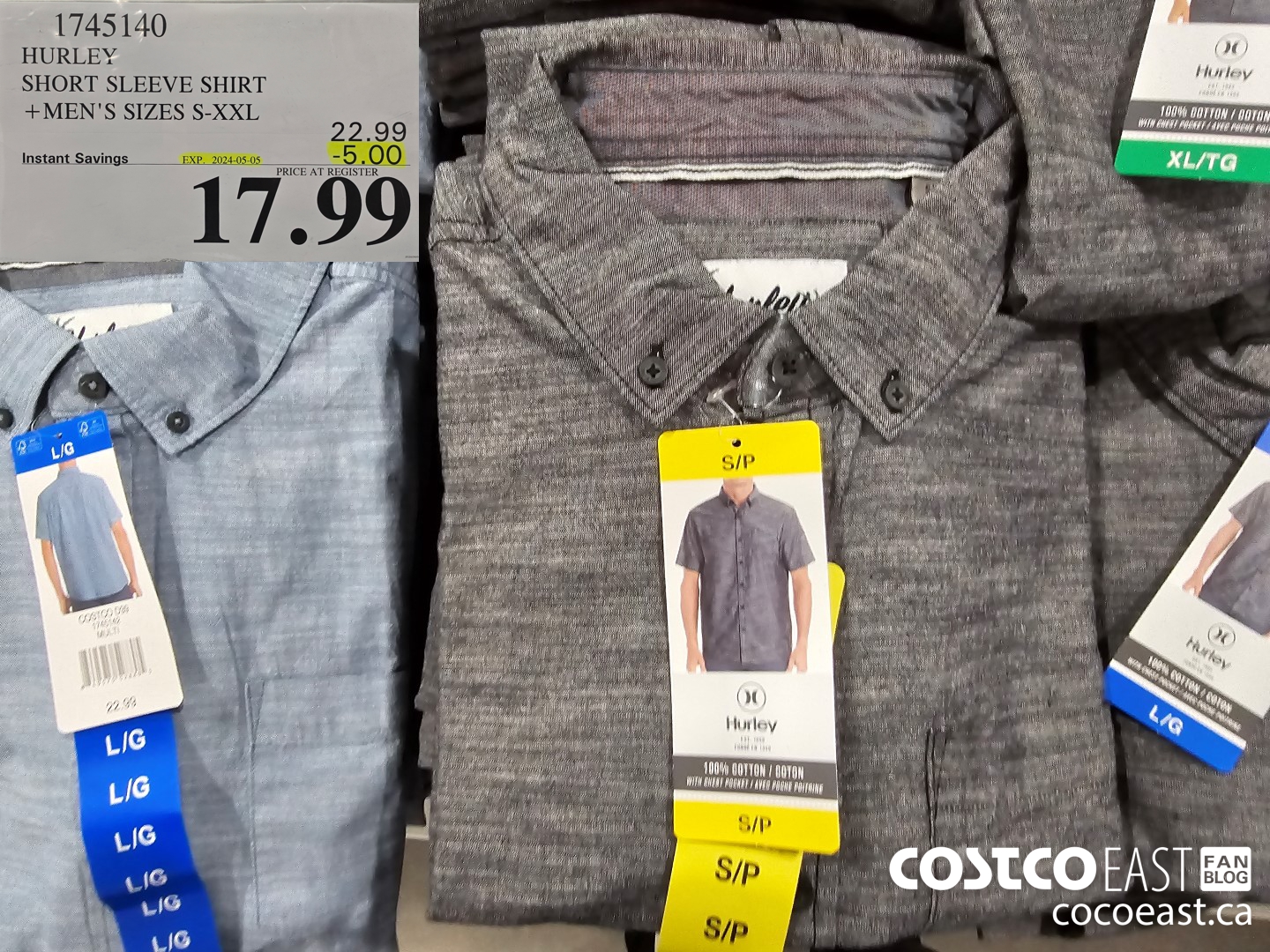 1745140 HURLEY SHORT SLEEVE SHIRT +MEN'S SIZES S-XXL ($5.00 INSTANT SAVINGS EXPIRES ON 2024-05-05) $17.99